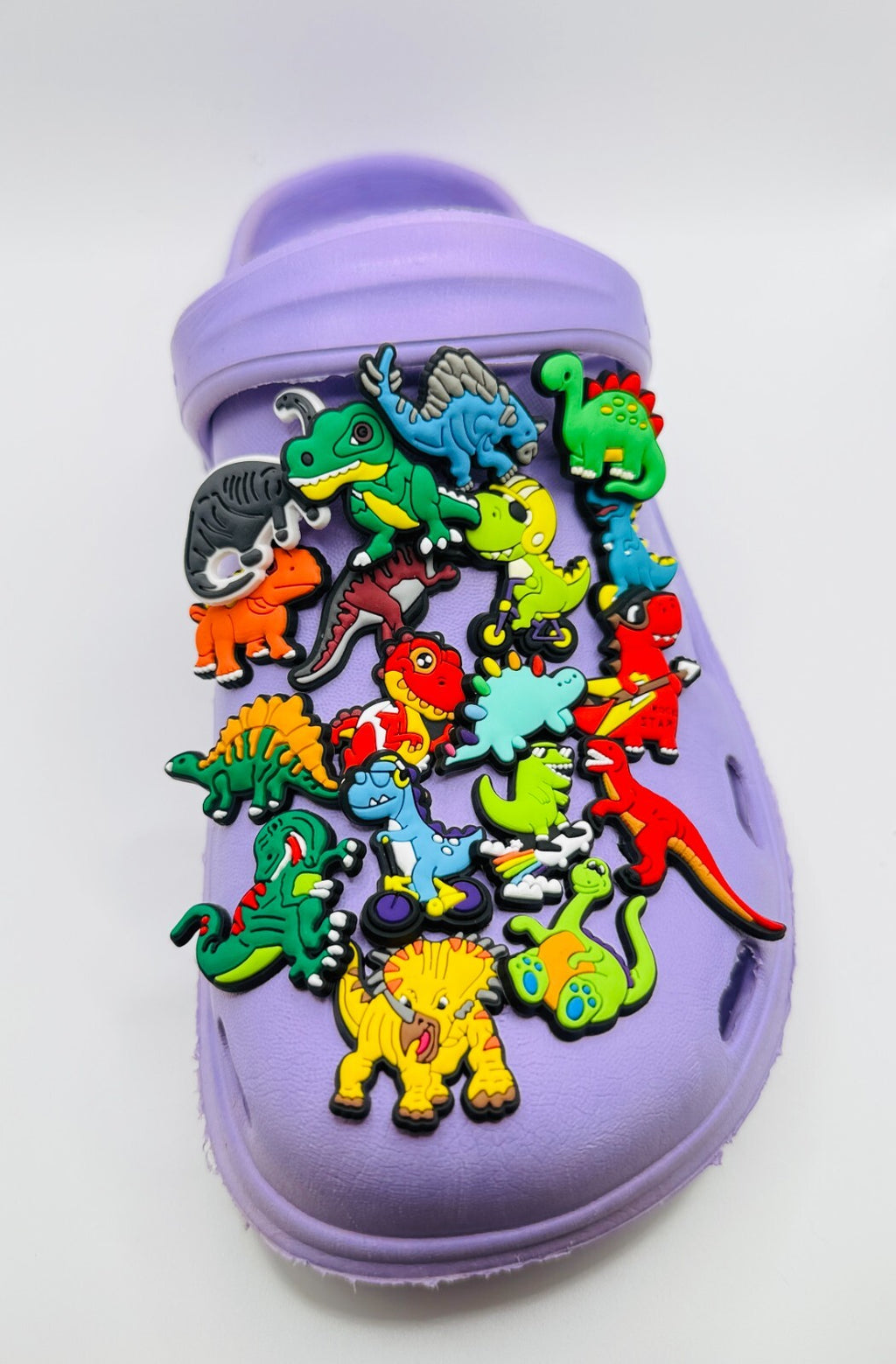 Dinosaur shoe charms, set of 18, for Crocs-style clogs