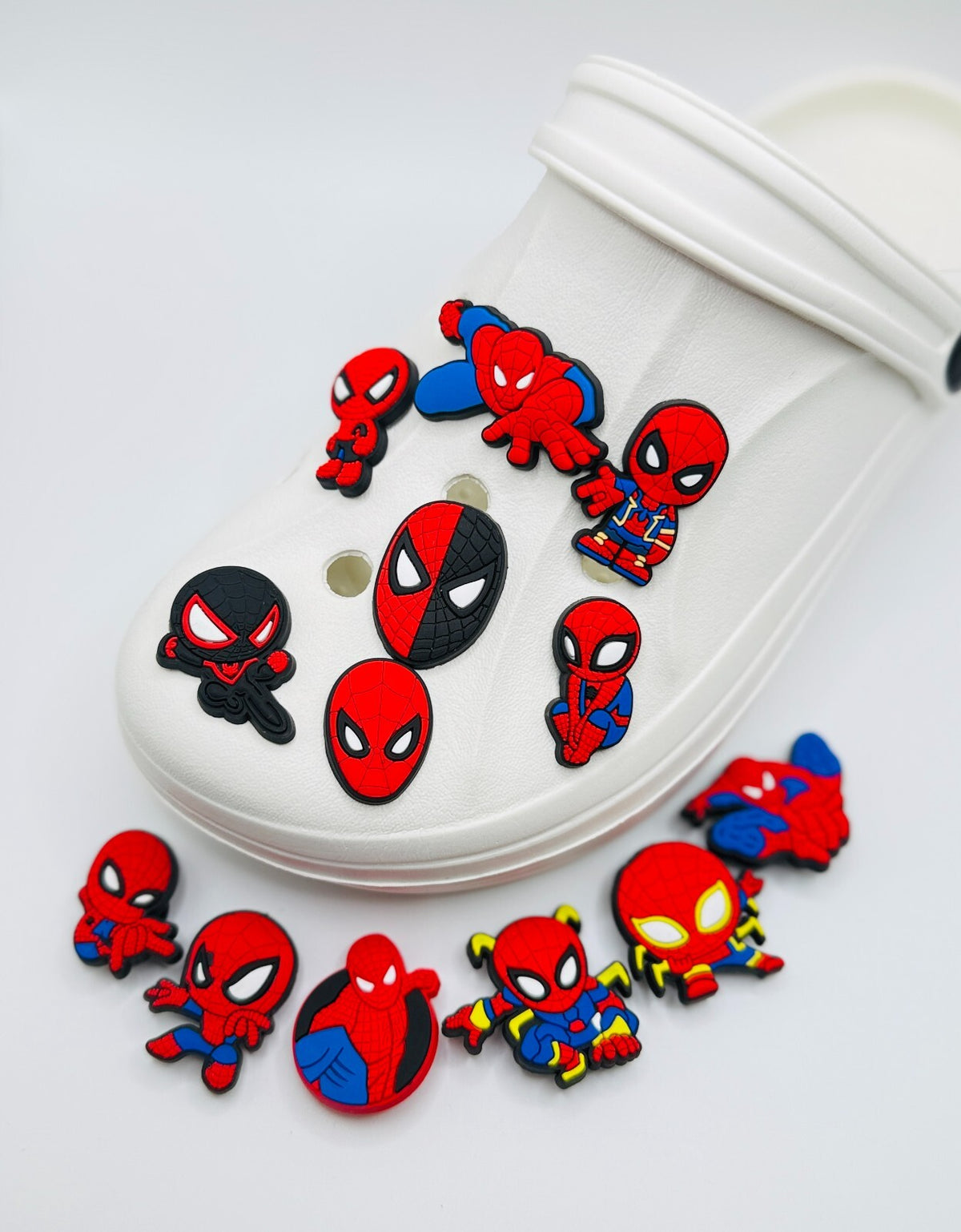 Spiderman shoe charms, set of 13, for Crocs-style clogs