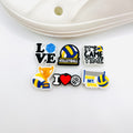 Volleyball shoe charms, set of 6, for Crocs-style clogs