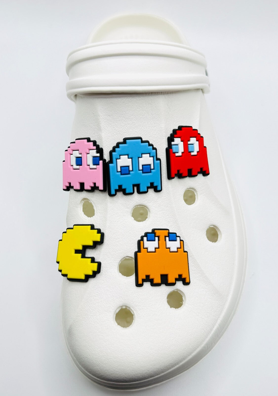 Pac-Man shoe charms, set of 5, for Crocs-style clogs