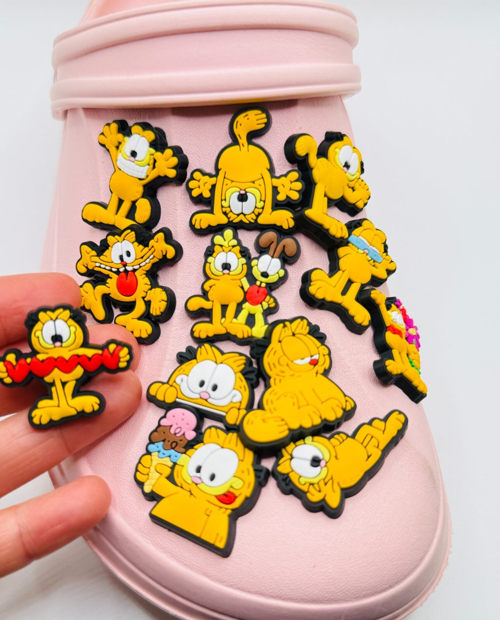 Garfield shoe charms, set of 12, for Crocs-style clogs