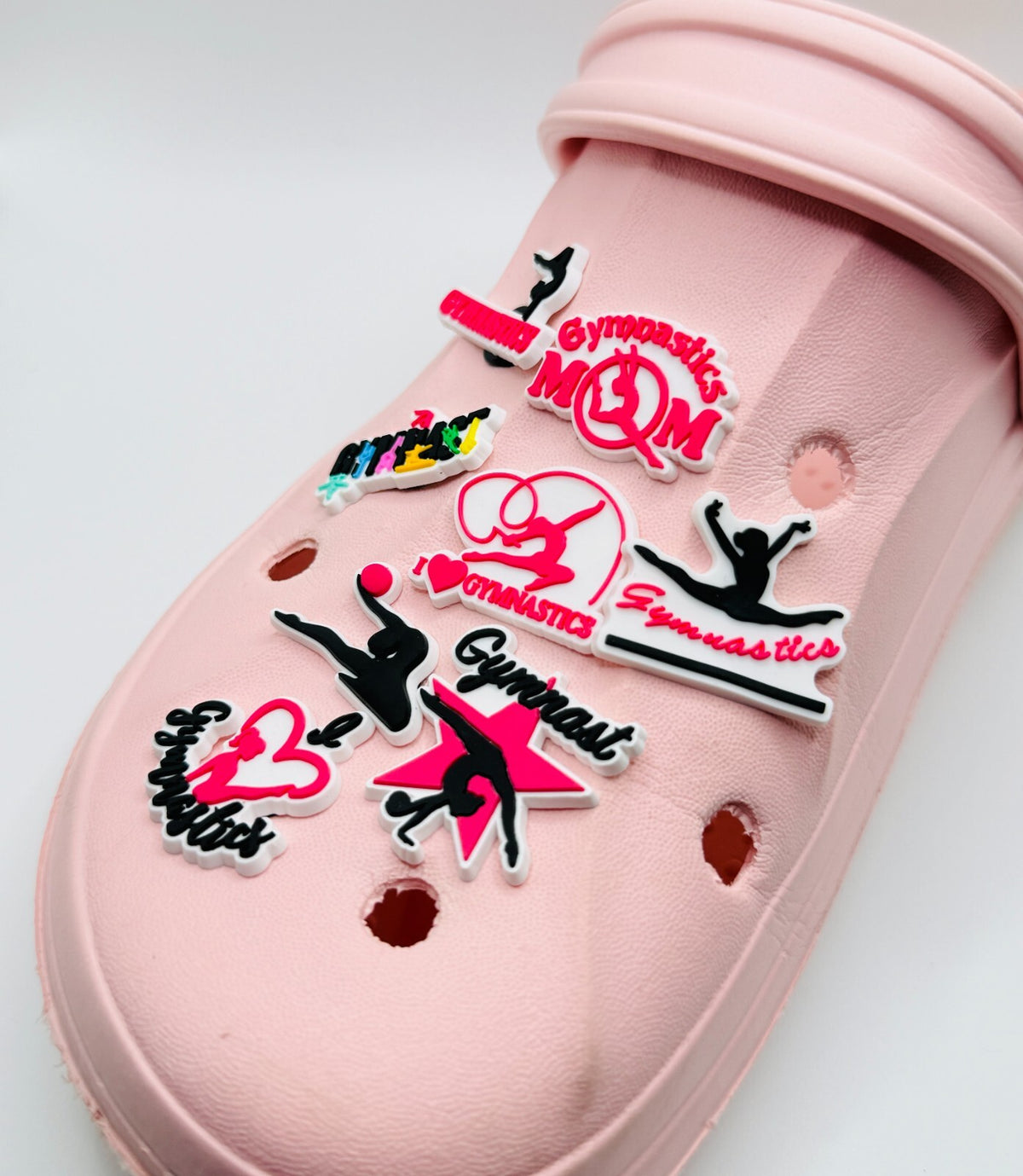 Gymnastics shoe charms, set of 8, for Crocs-style clogs