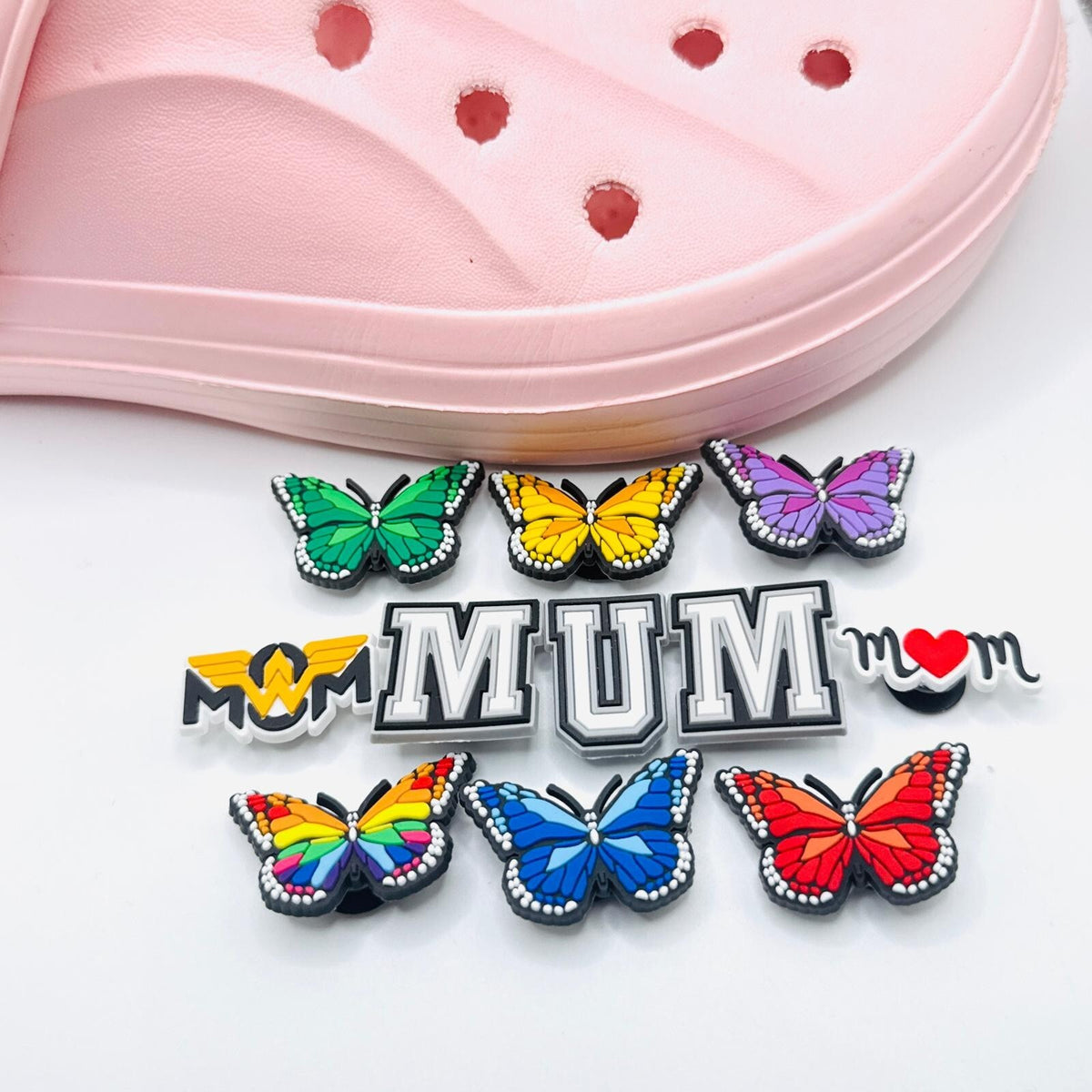 Mum Mother's Day, Grey MUM Lettering,  shoe charms, set of 4, for Crocs-style clogs