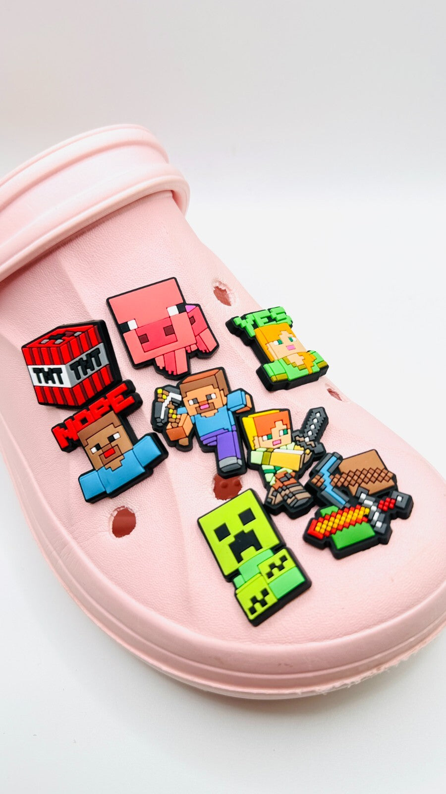 Minecraft shoe charms, set of 8, for Crocs-style clogs