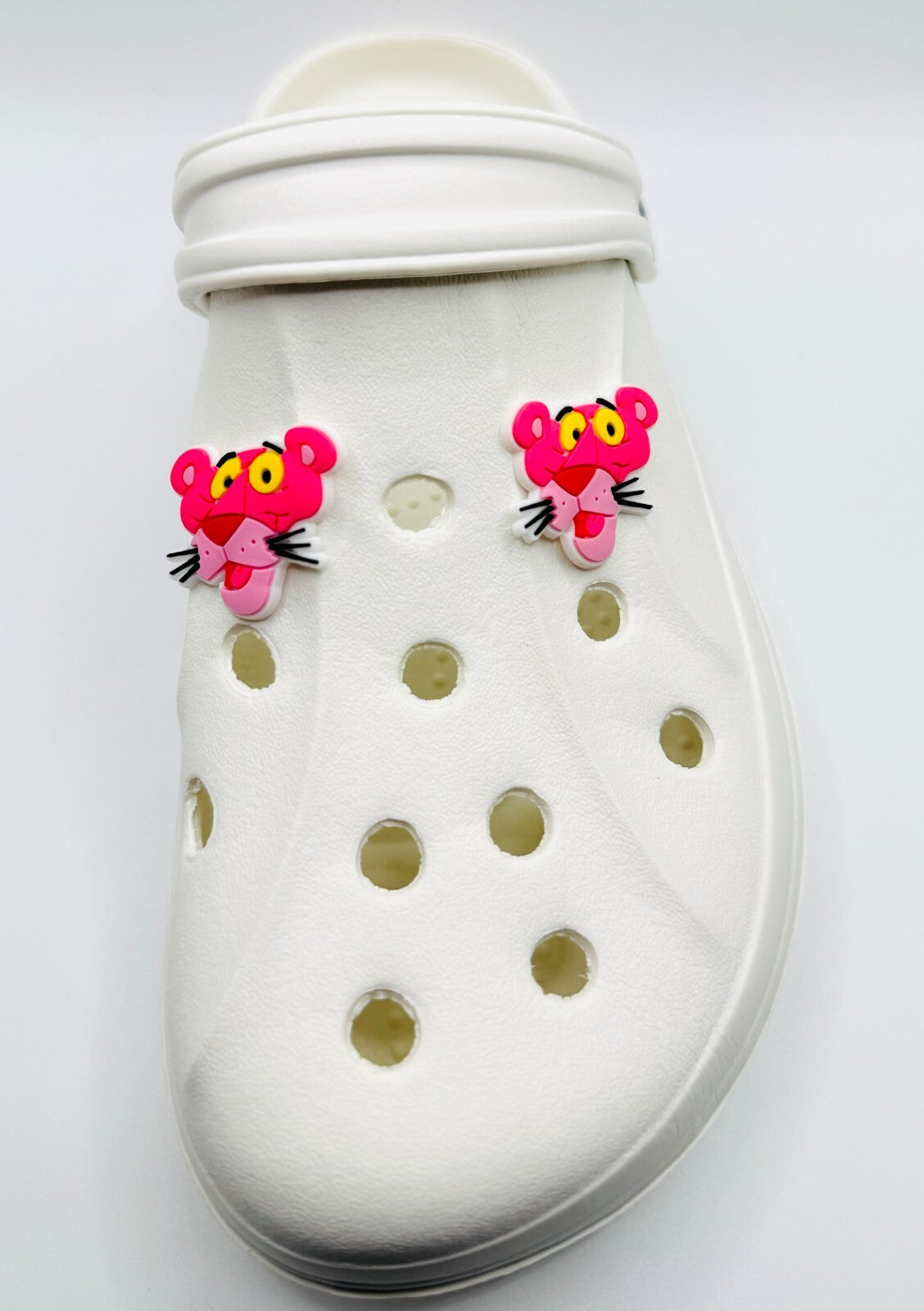 Pink Panther shoe charms, set of 2, for Crocs-style clogs