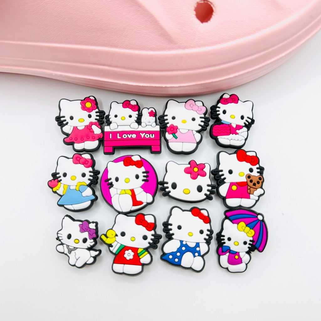 Hello Kitty shoe charms, set of 12, for Crocs-style clogs