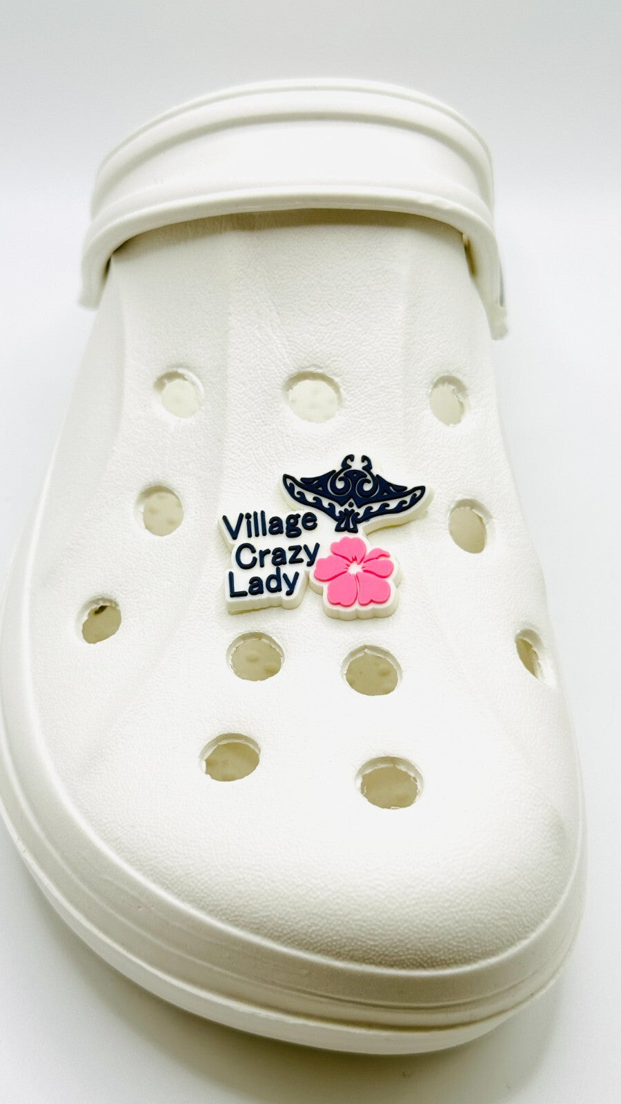 Village Crazy Lady Real UK 🇬🇧 shoe charms for Crocs-style clogs