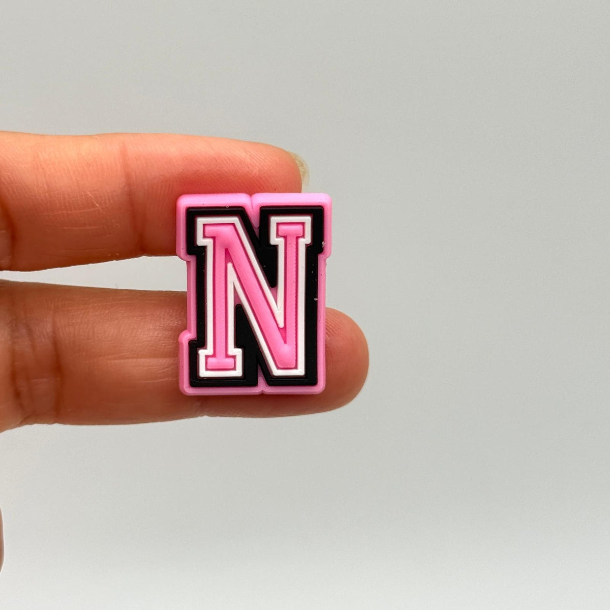 Letters Pink shoe charms for Crocs-style clogs
