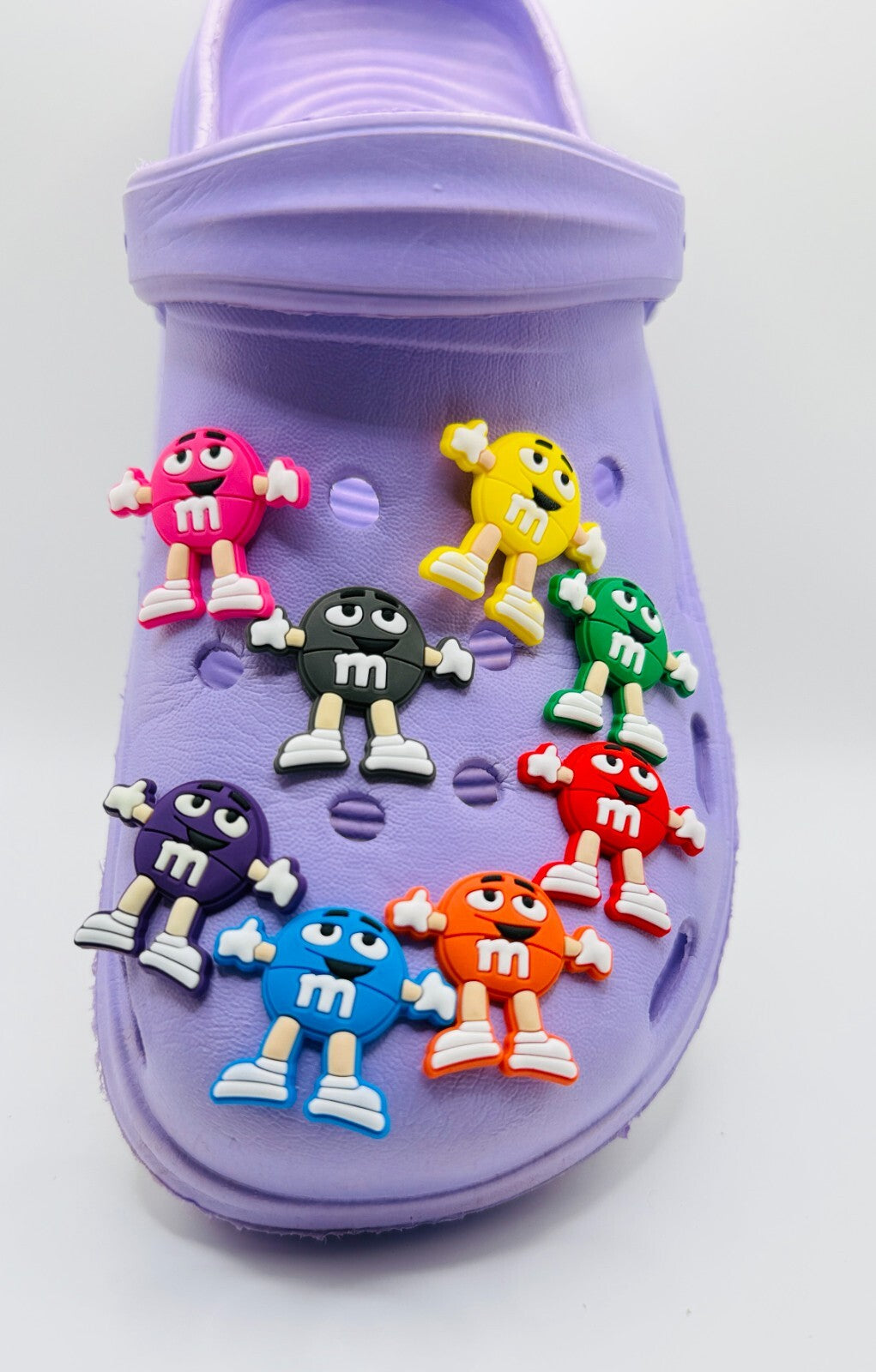 M&M's shoe charms, set of 8, for Crocs-style clogs