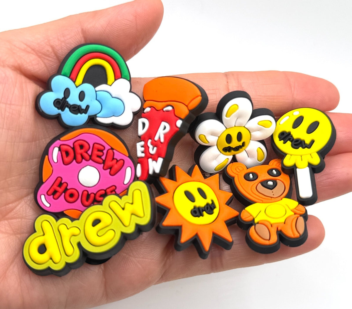 Drew Justin Beiber shoe charms, set of 8, for Crocs-style clogs