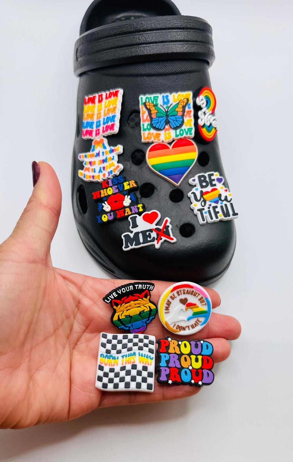 Pride shoe charms, set of 12, for Crocs-style clogs