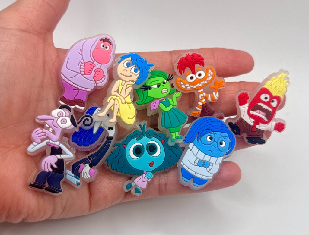 Inside Out Glow in the Dark shoe charms, set of 9, for Crocs-style clogs