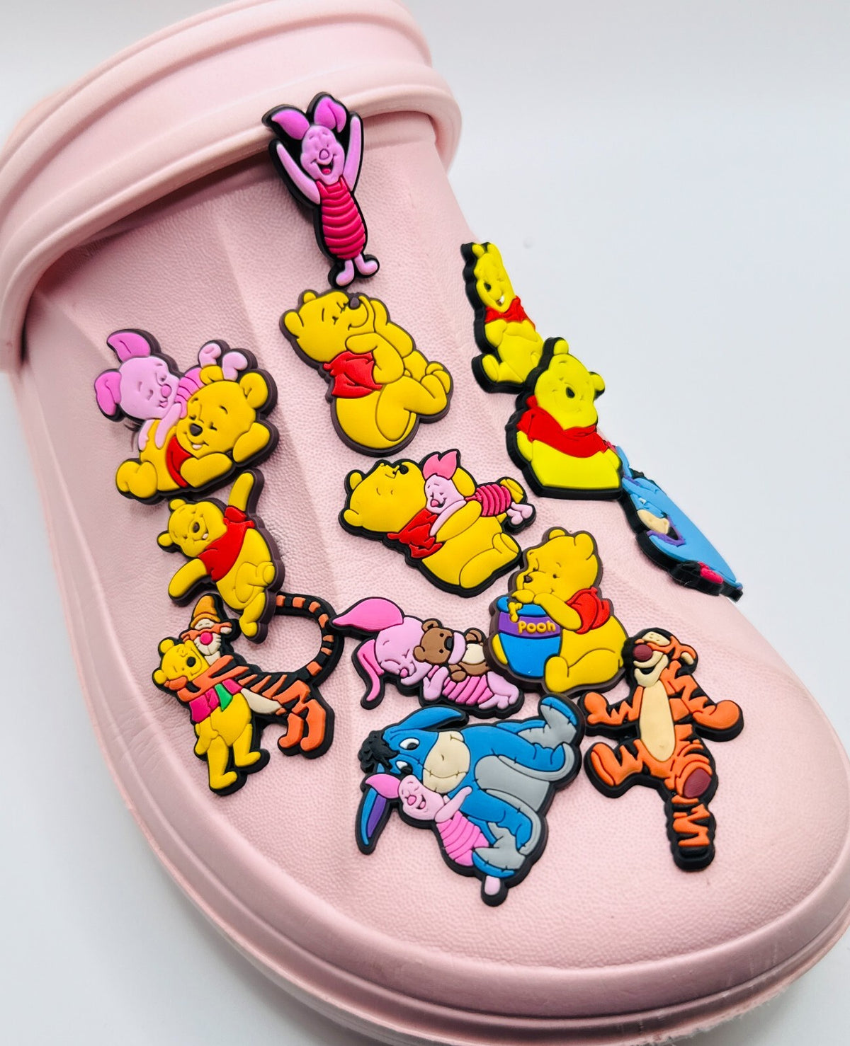 Winnie The Pooh shoe charms, set of 13, for Crocs-style clogs