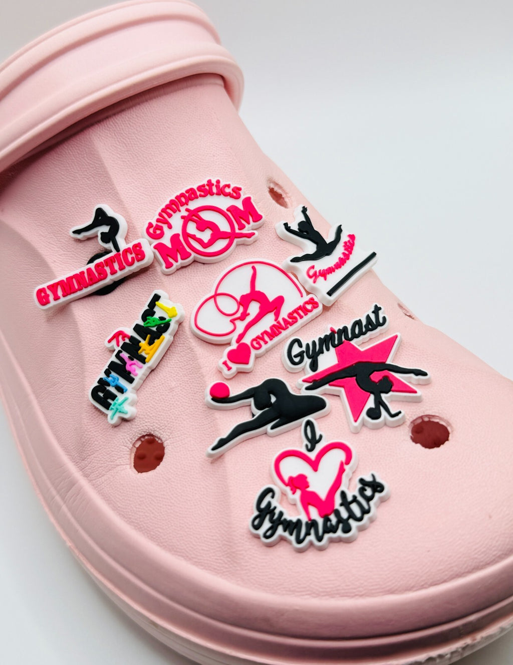 Gymnastics shoe charms, set of 8, for Crocs-style clogs