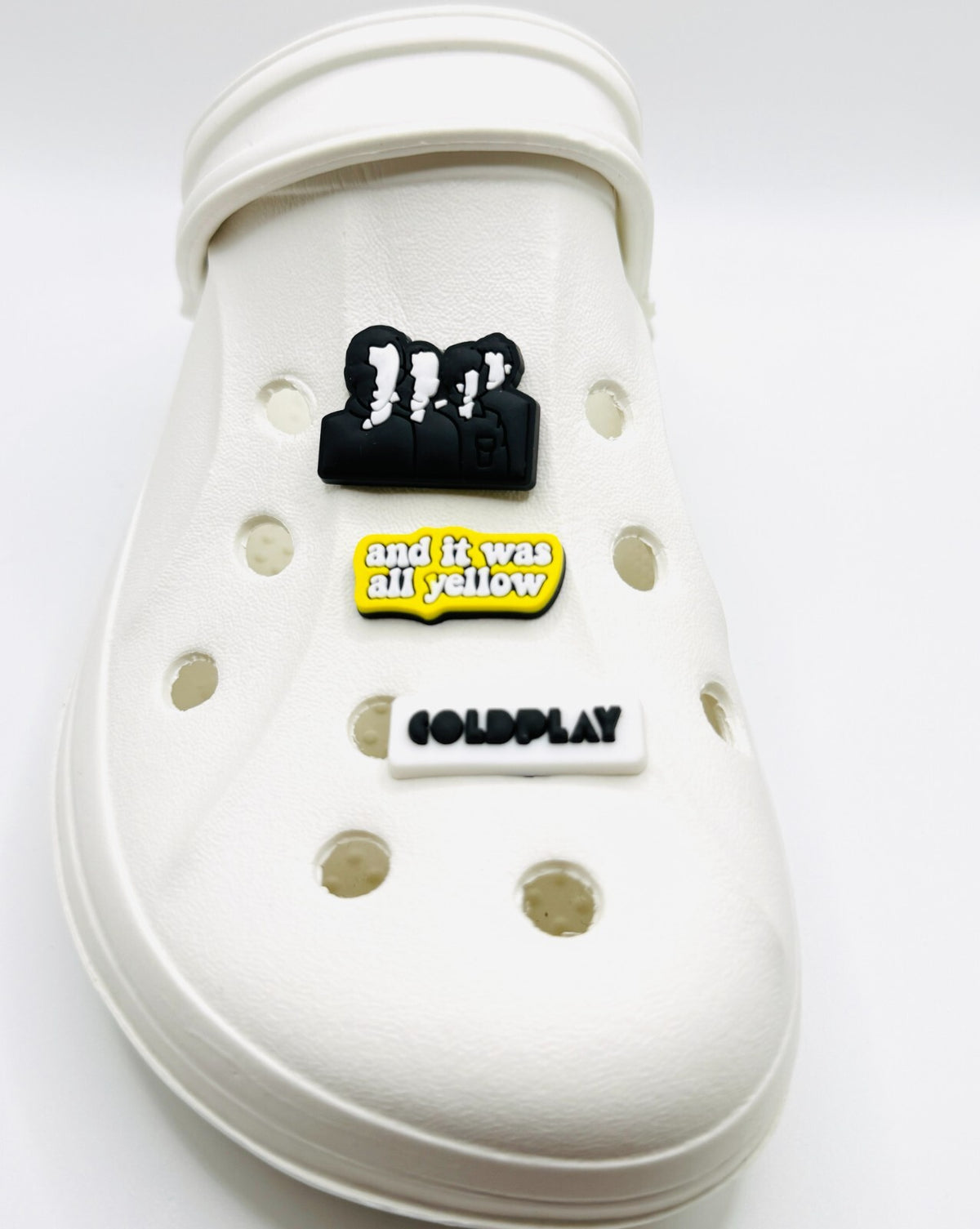 Coldplay shoe charms, set of 3, for Crocs-style clogs
