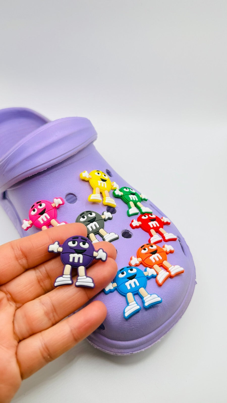 M&M's shoe charms, set of 8, for Crocs-style clogs