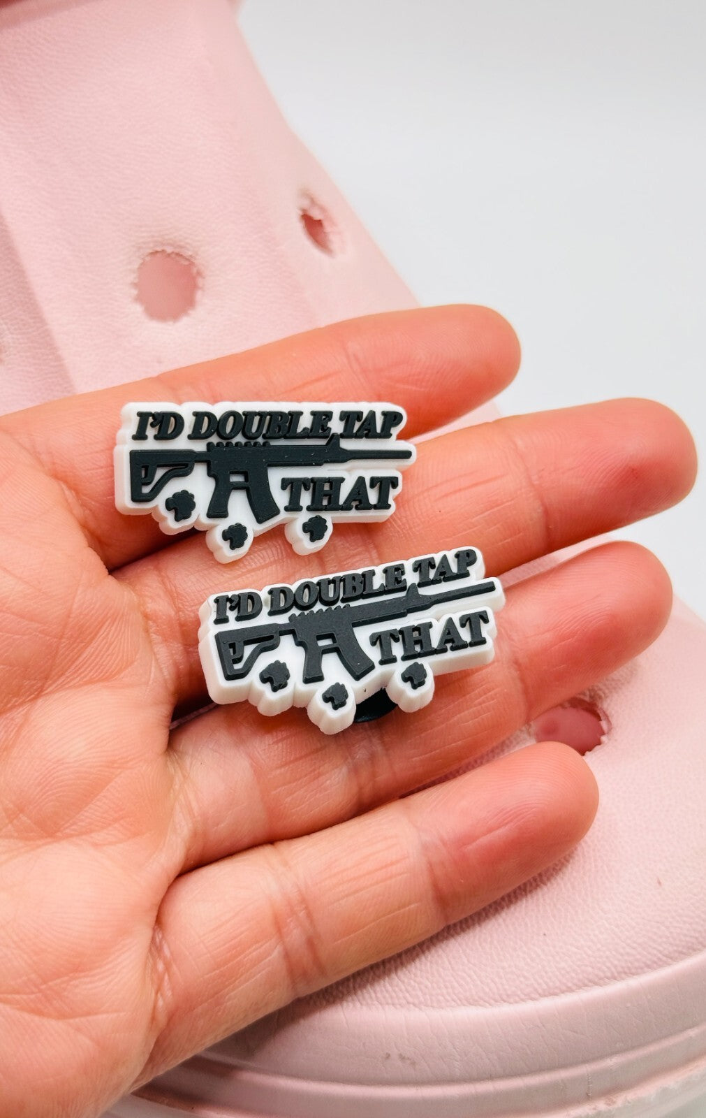 I'd Double Tap shoe charms, set of 2, for Crocs-style clogs