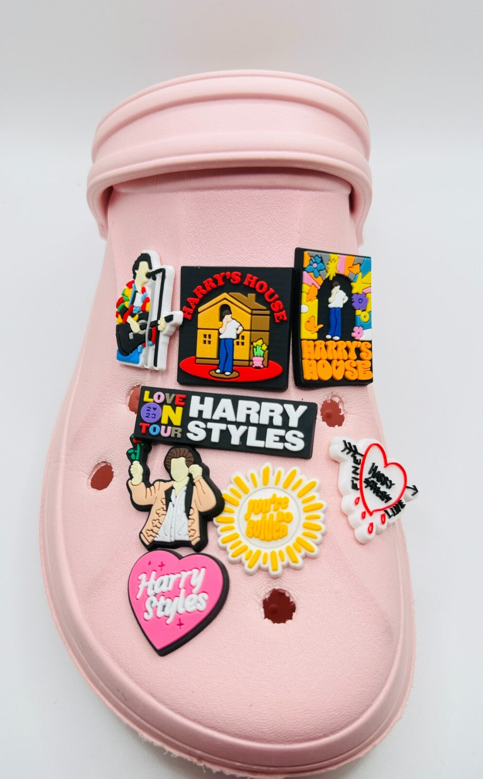 Harry Styles shoe charms, set of 8, for Crocs-style clogs
