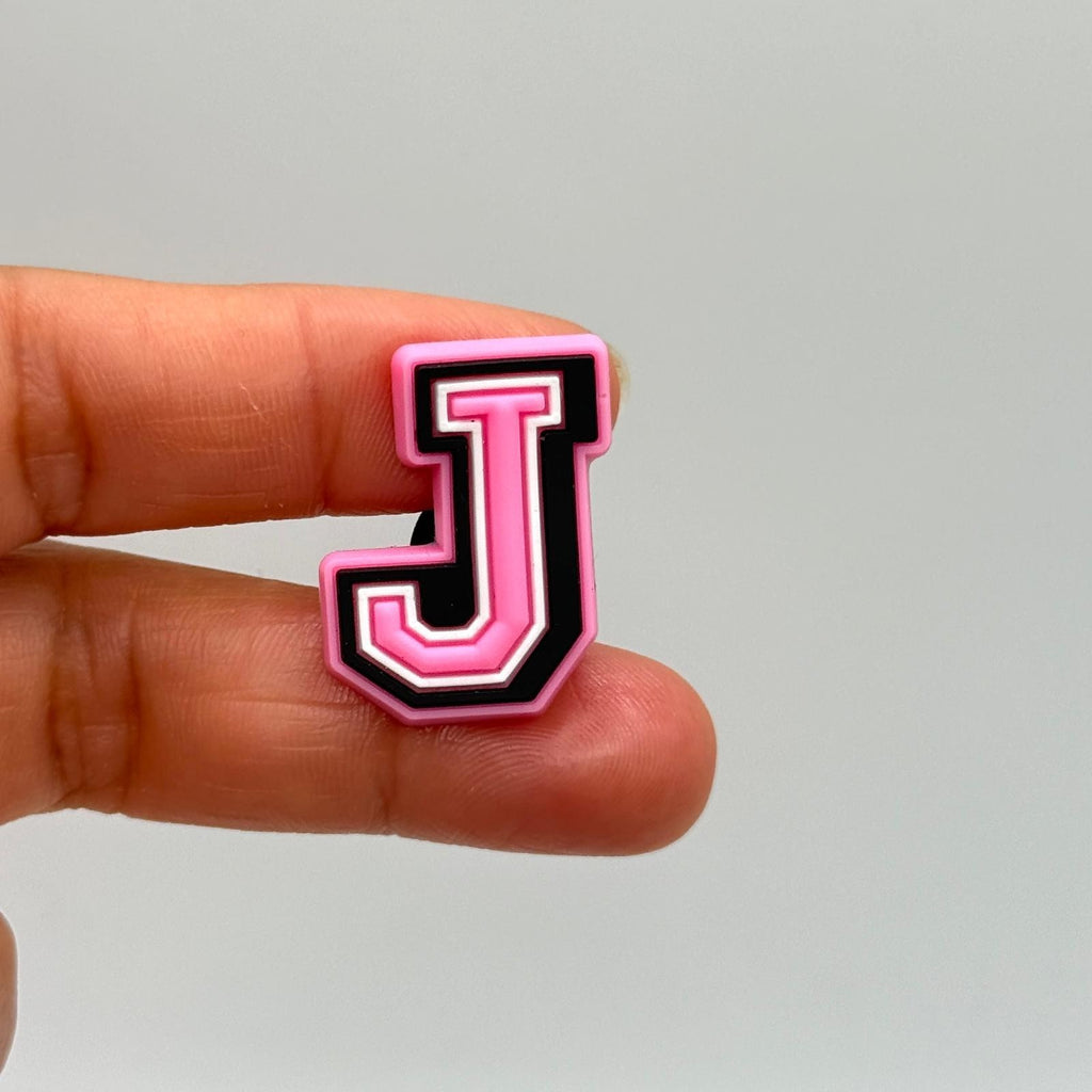 Letters Pink shoe charms for Crocs-style clogs