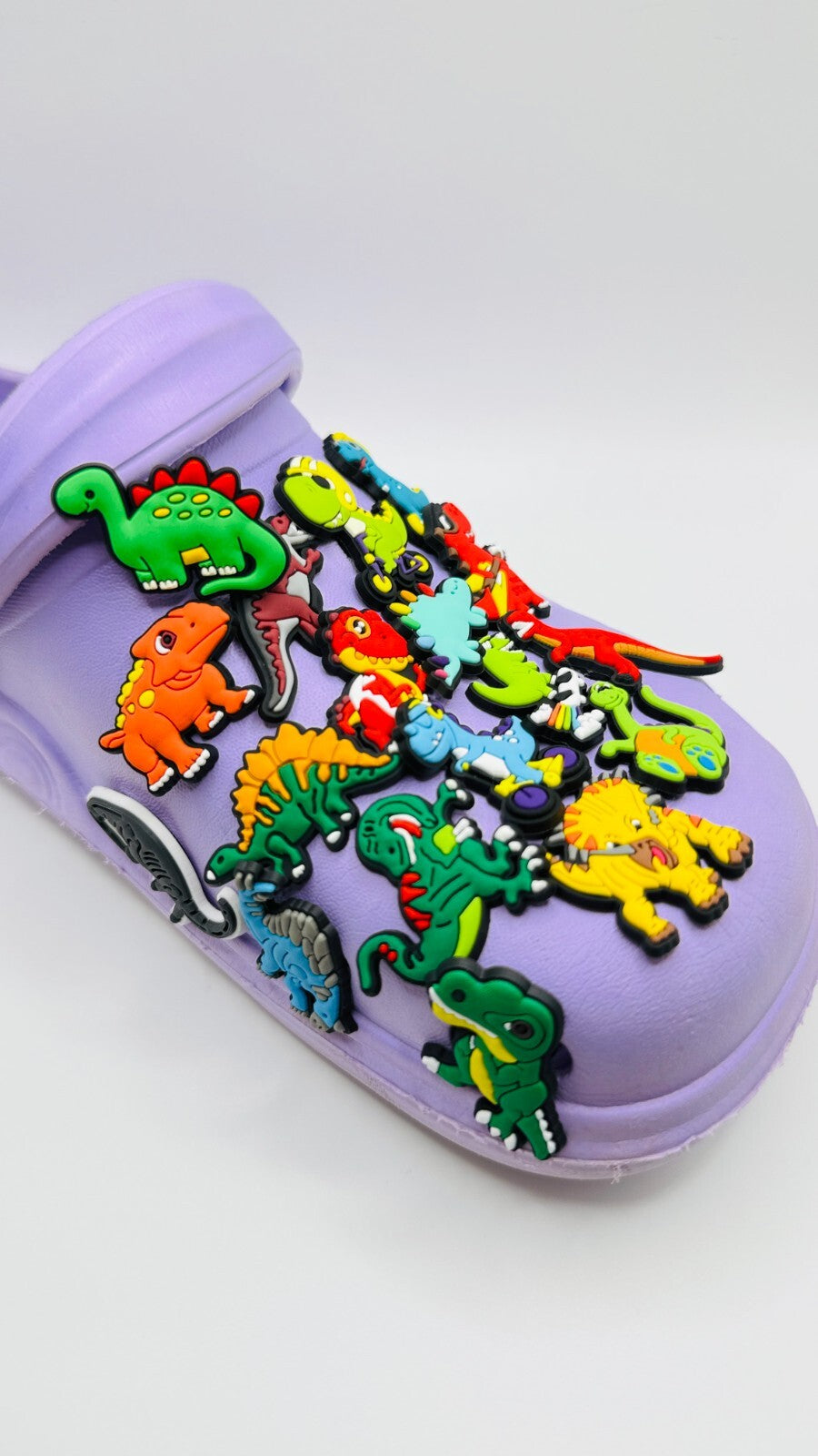 Dinosaur shoe charms, set of 18, for Crocs-style clogs