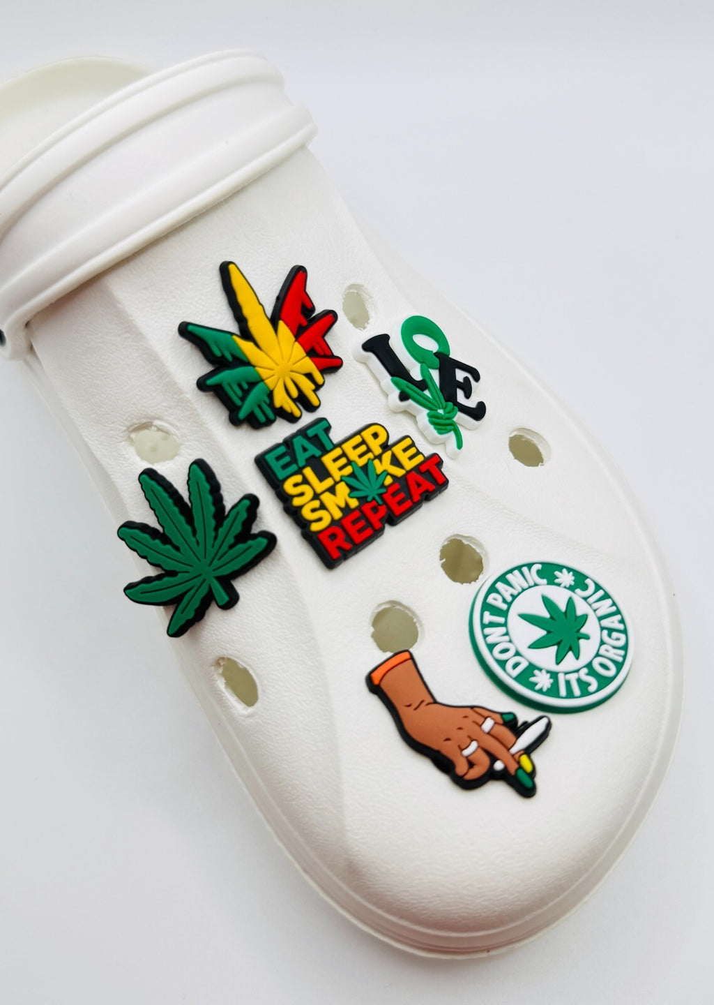 Weed shoe charms, set of 6, for Crocs-style clogs
