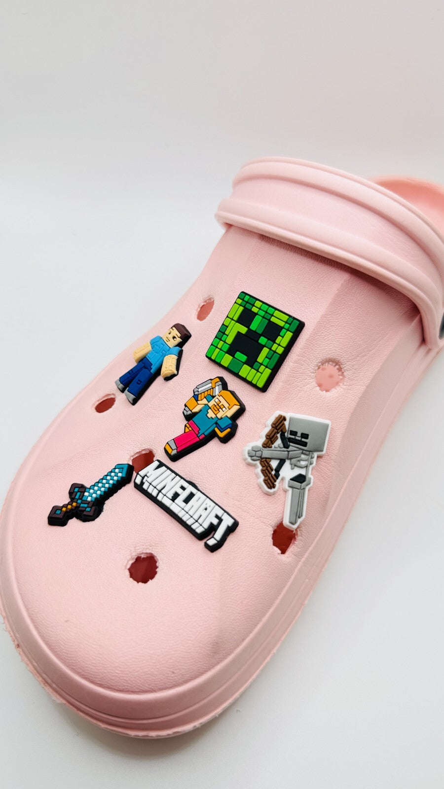 Minecraft shoe charms, set of 6, for Crocs-style clogs