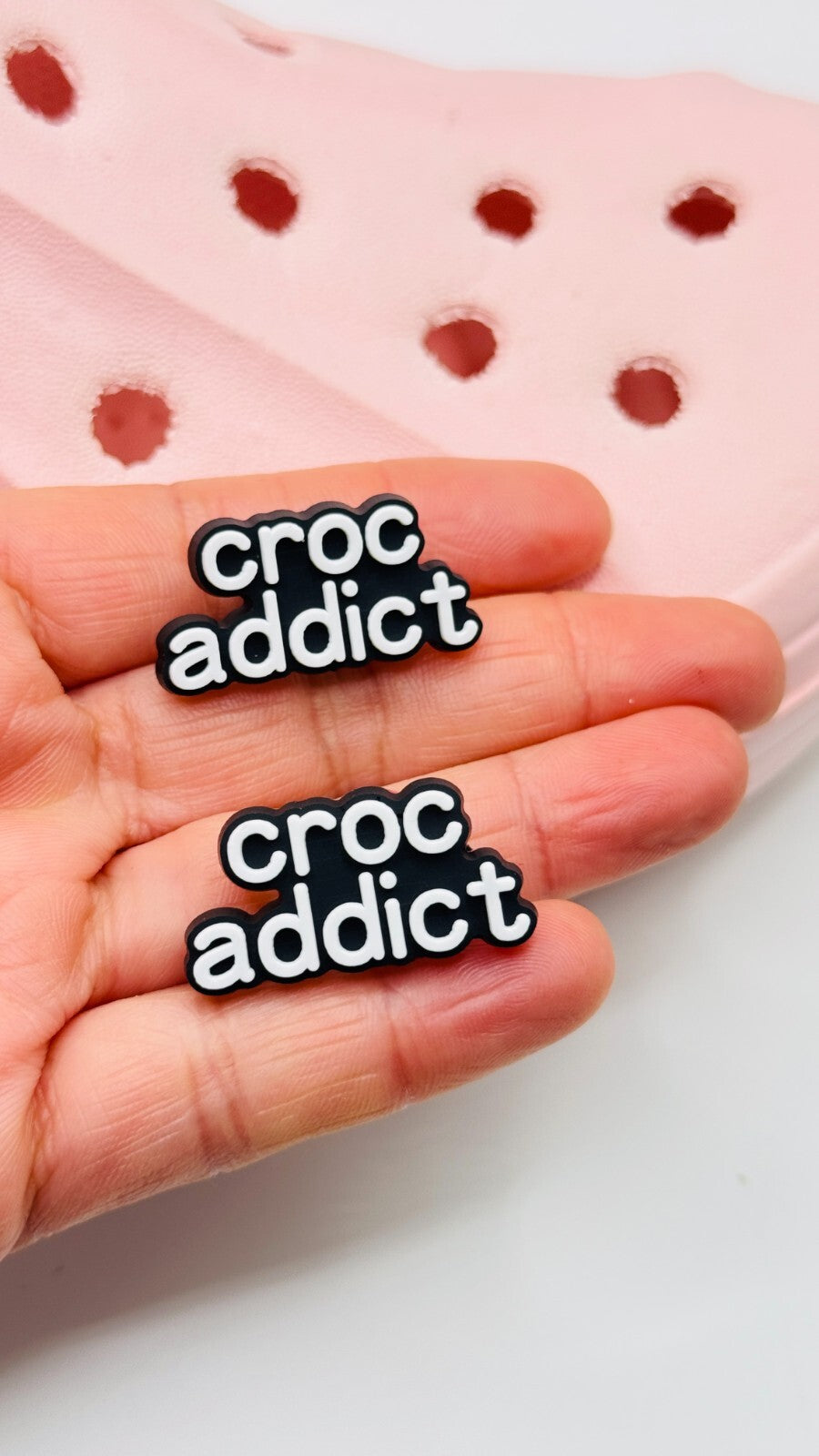 Addict shoe charms, set of 2, for Crocs-style clogs