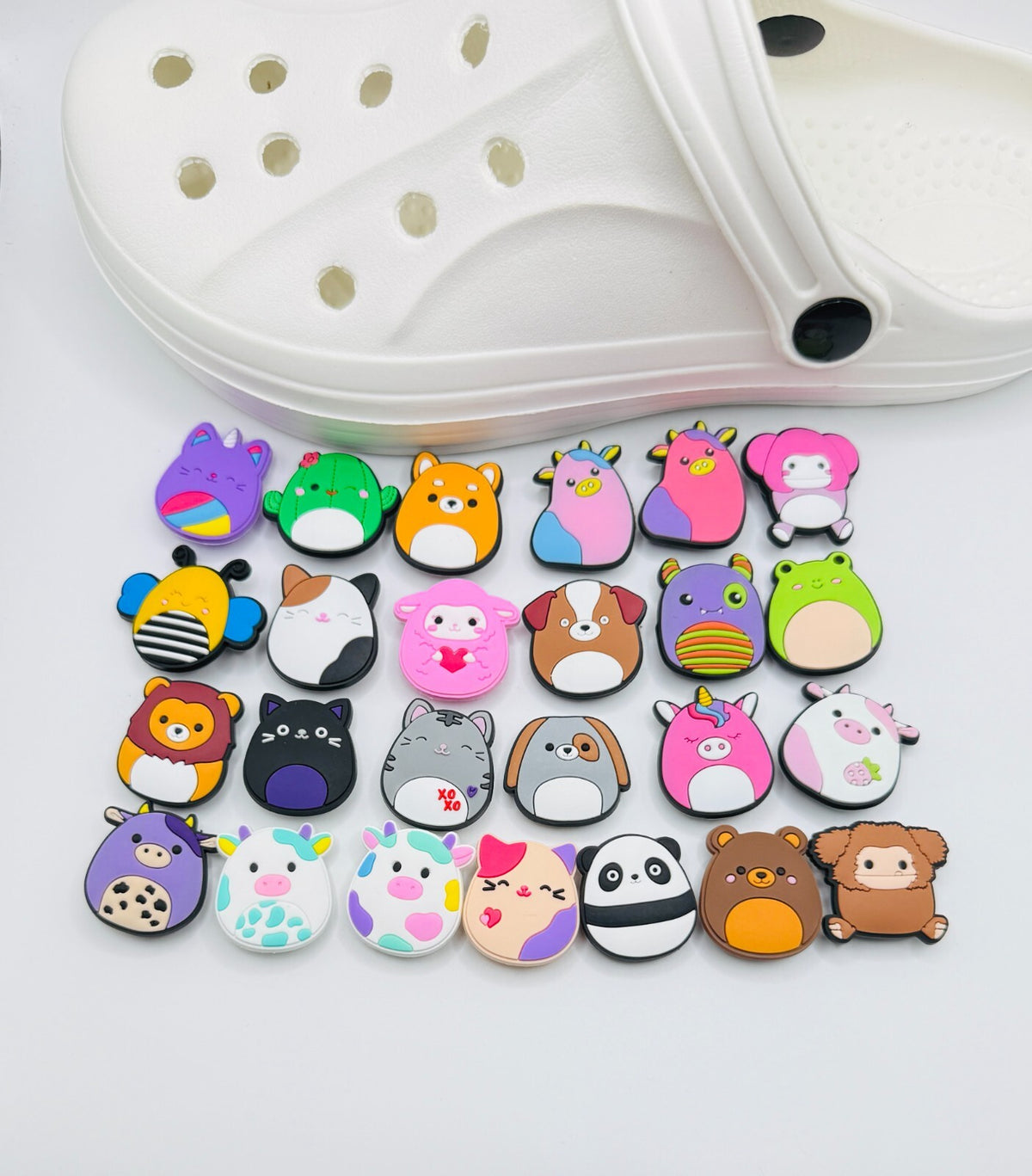 Squishmallows, Owl and Panda Mix,  shoe charms, set of 25, for Crocs-style clogs