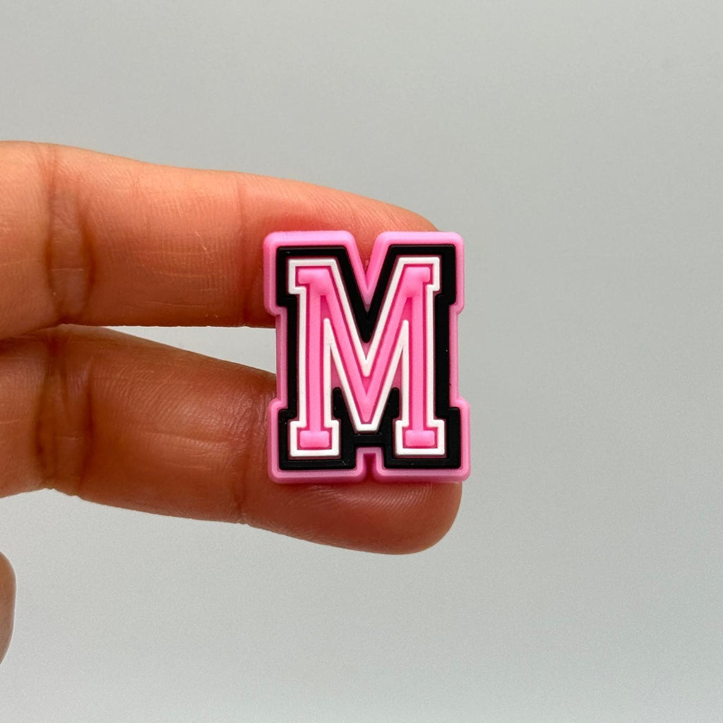 Letters Pink shoe charms for Crocs-style clogs