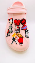 Boxing shoe charms, set of 12, for Crocs-style clogs