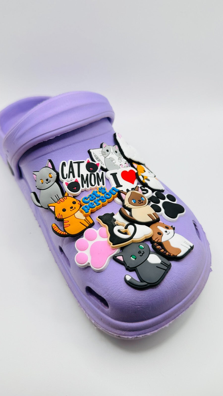 Cats shoe charms, set of 14, for Crocs-style clogs