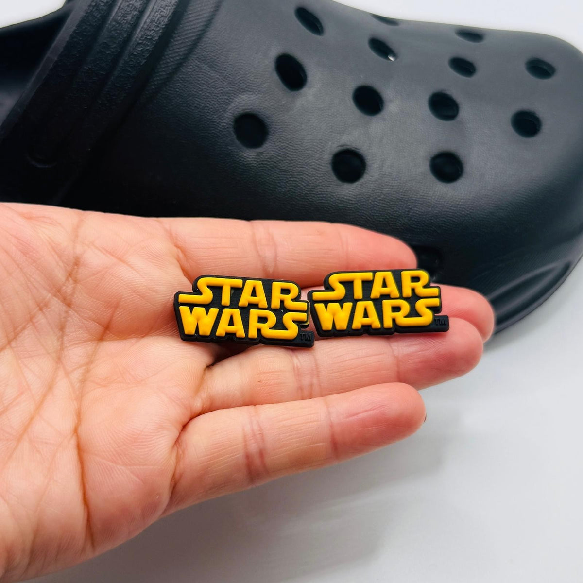 Star Wars, Yellow Logo Design,  shoe charms, set of 2, for Crocs-style clogs
