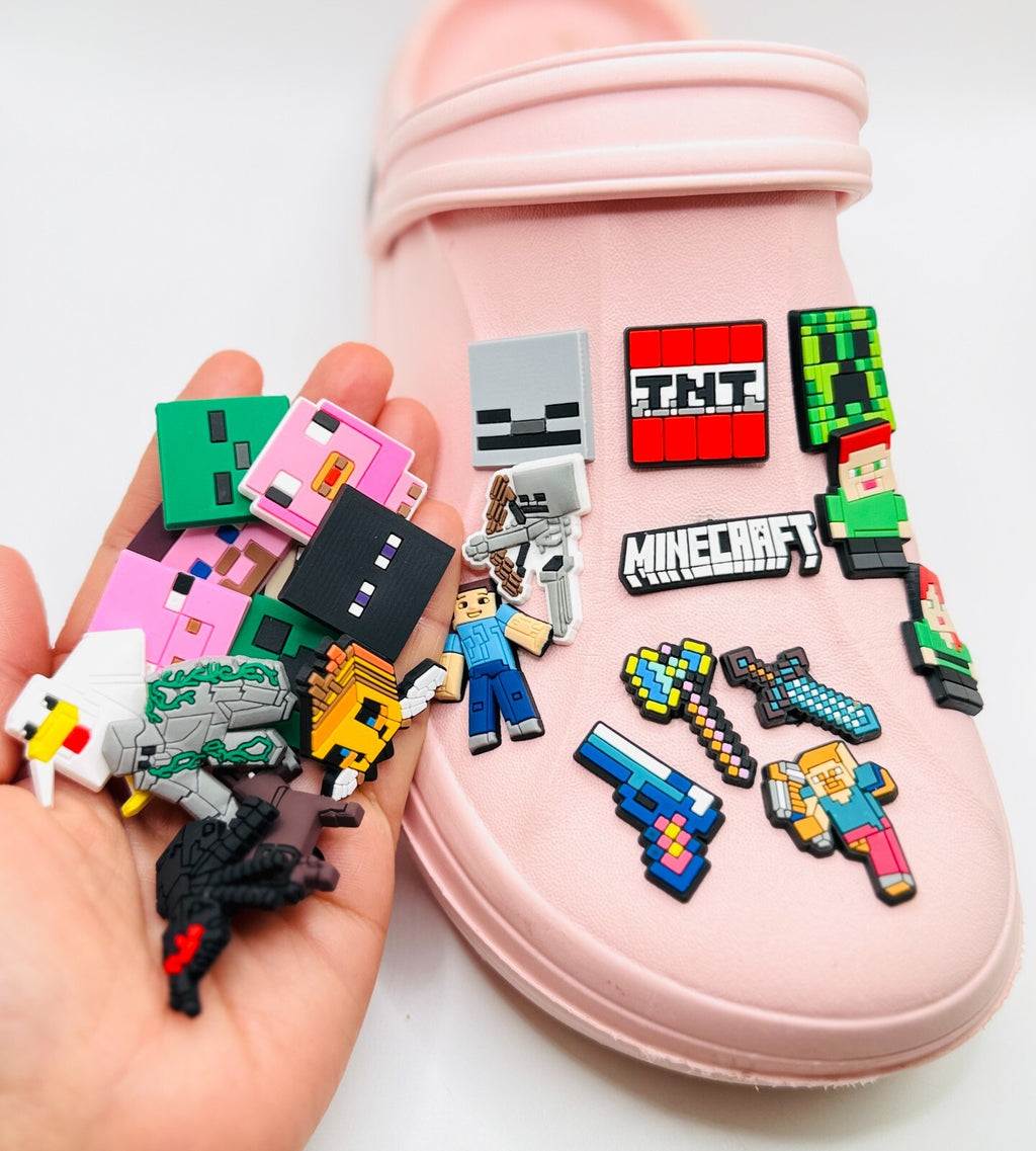 Minecraft shoe charms, set of 24, for Crocs-style clogs