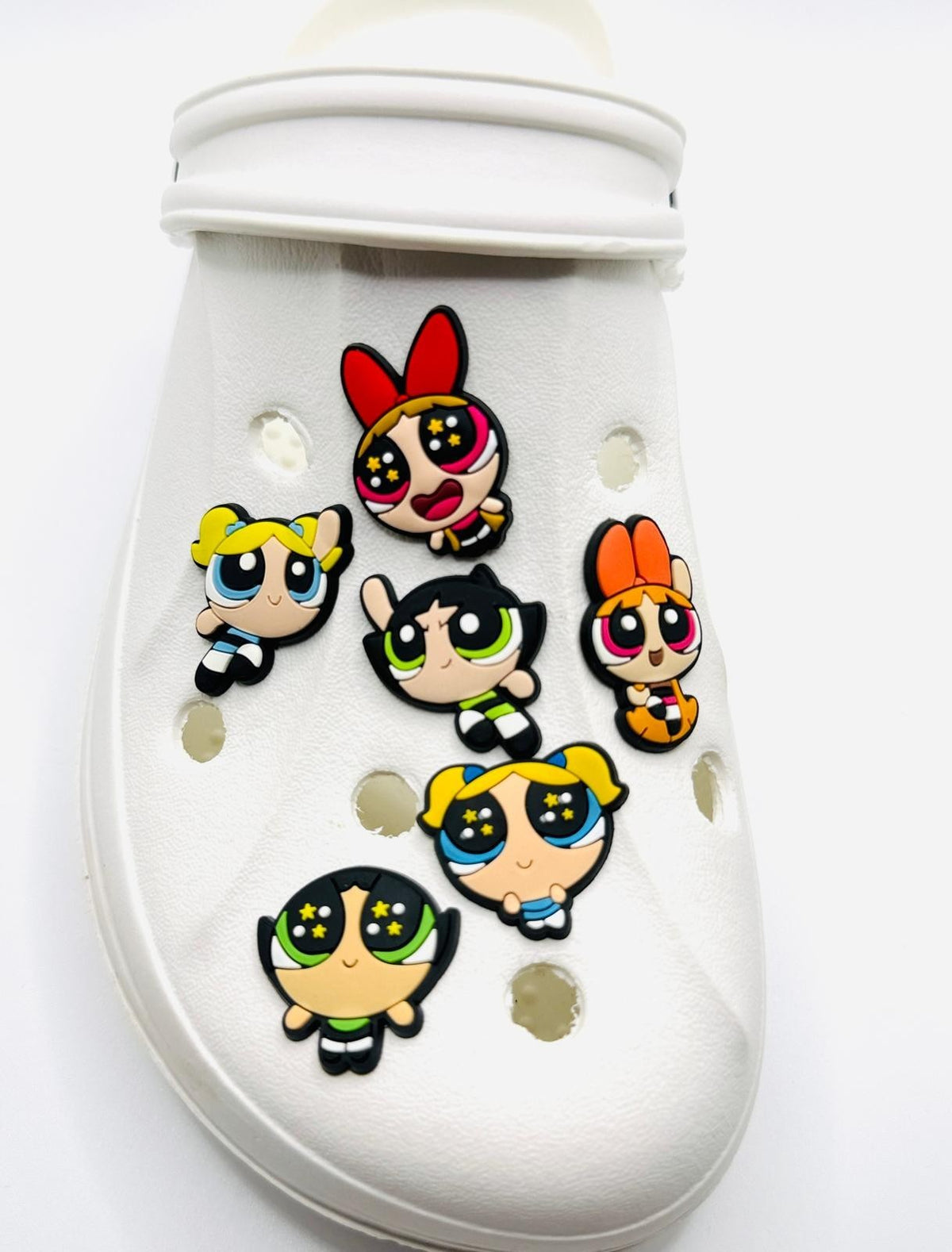 Power Puff Girls shoe charms, set of 6, for Crocs-style clogs