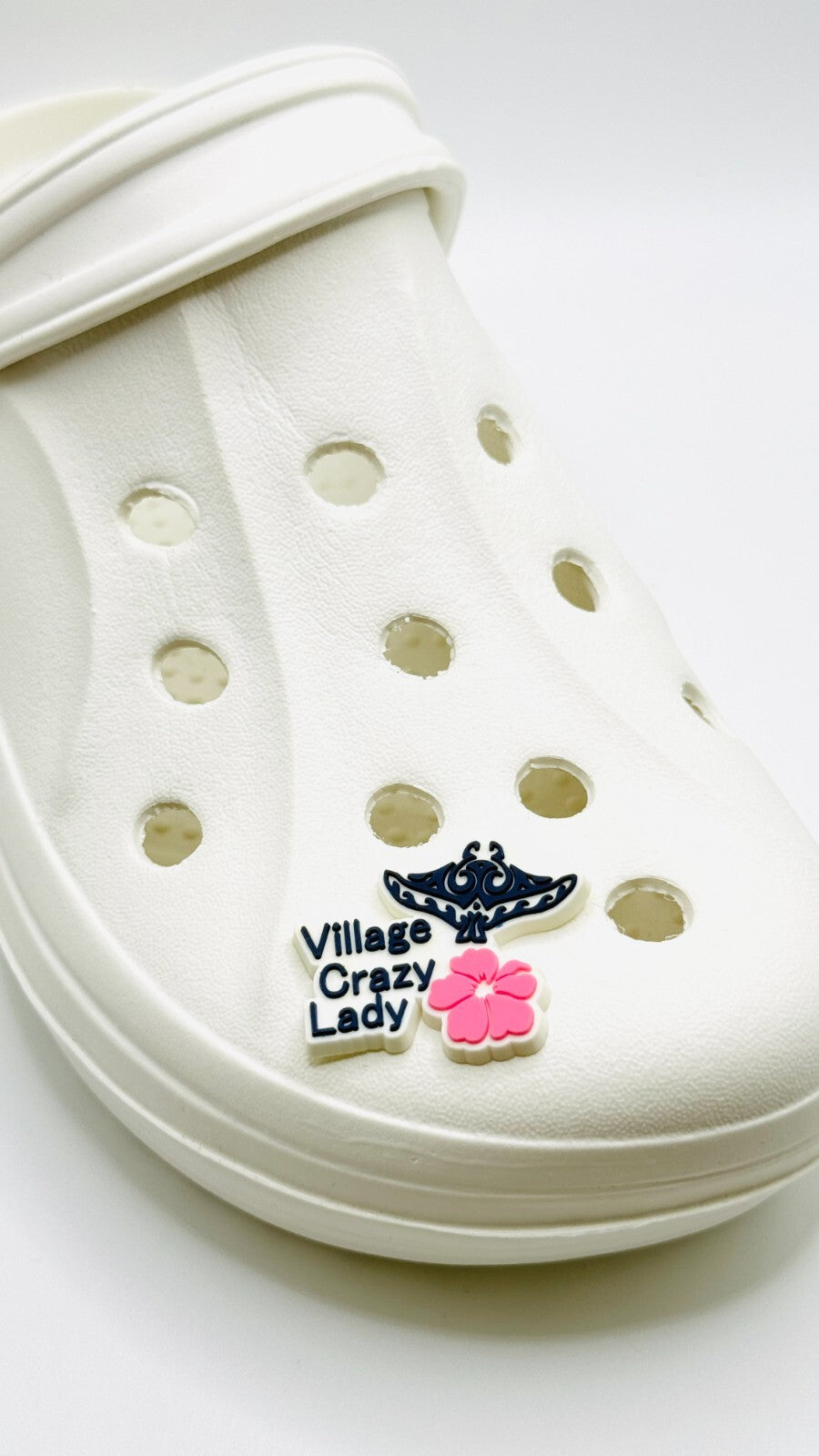 Village Crazy Lady Real UK 🇬🇧 shoe charms for Crocs-style clogs