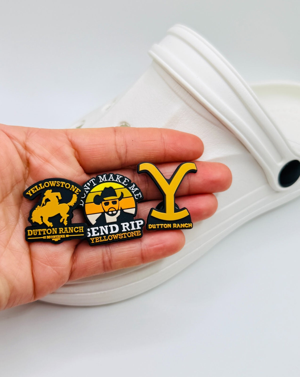 Yellowstone shoe charms, set of 3, for Crocs-style clogs