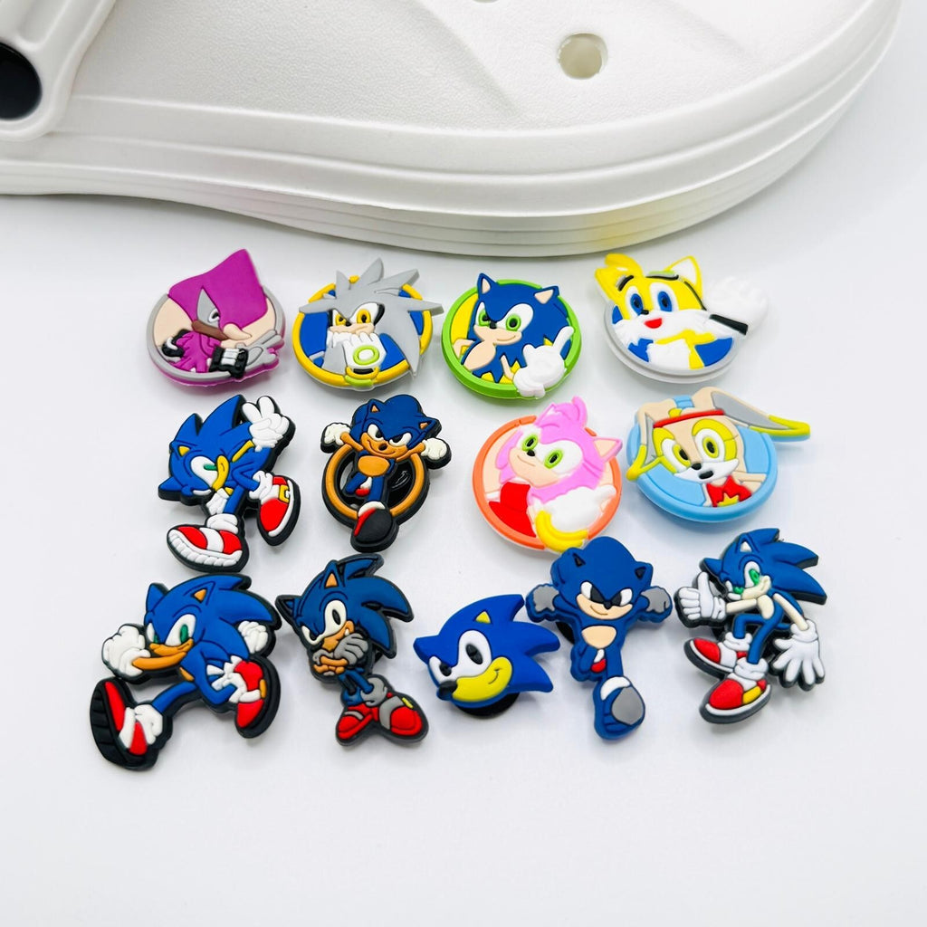 Sonic Hedgehog shoe charms, set of 13, for Crocs-style clogs