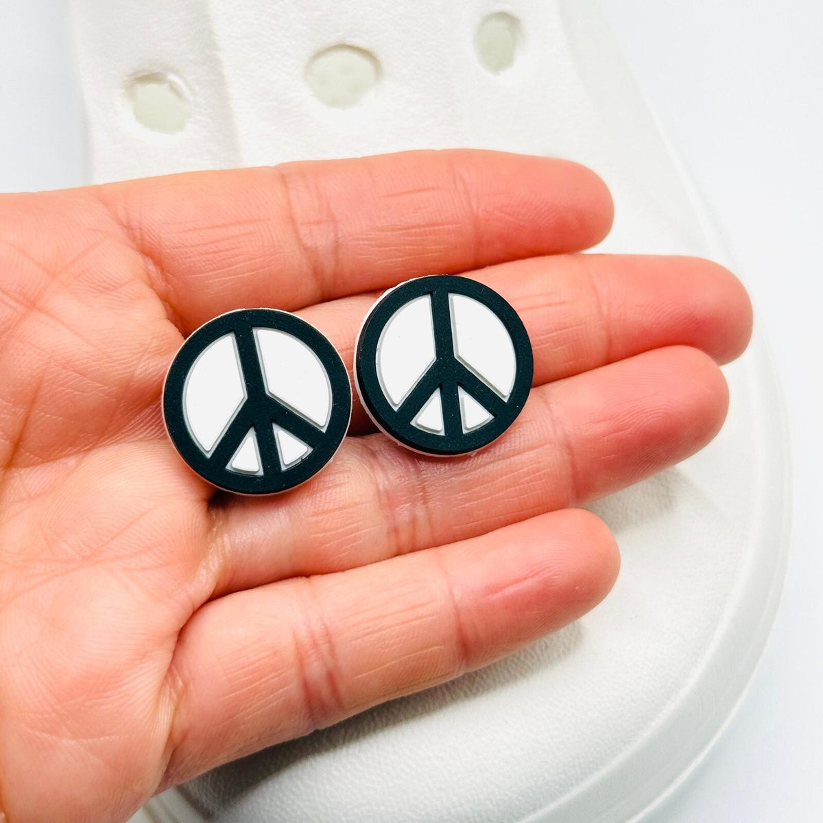 Peace shoe charms, set of 2, for Crocs-style clogs
