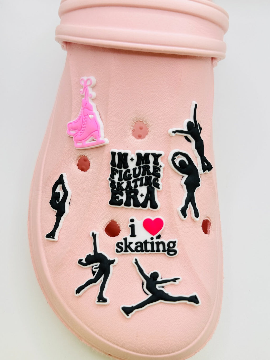 Ice Skating shoe charms, set of 8, for Crocs-style clogs