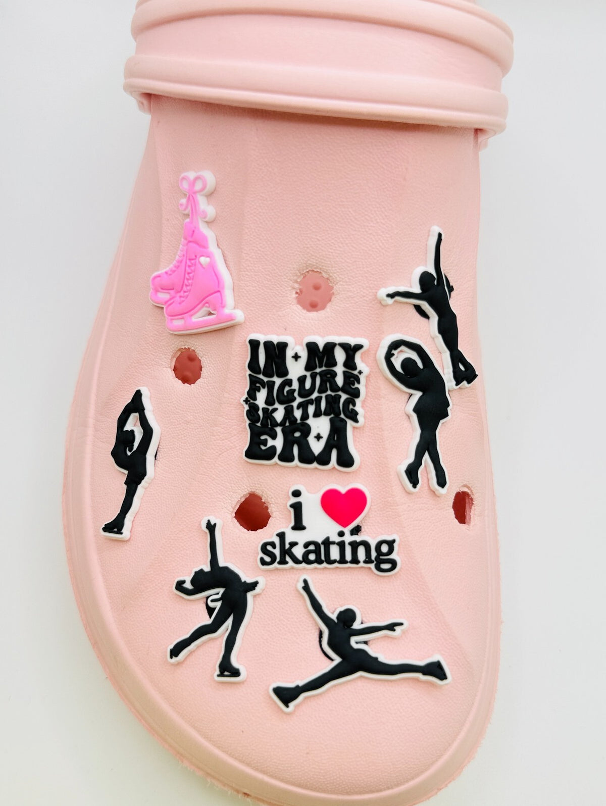 Ice Skating shoe charms, set of 8, for Crocs-style clogs