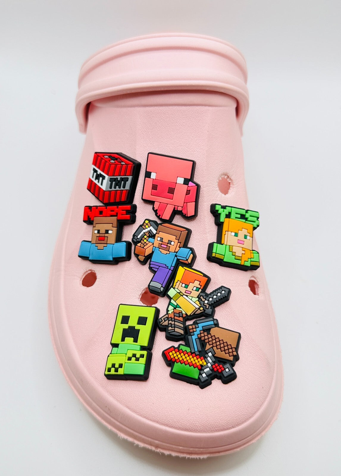 Minecraft shoe charms, set of 8, for Crocs-style clogs