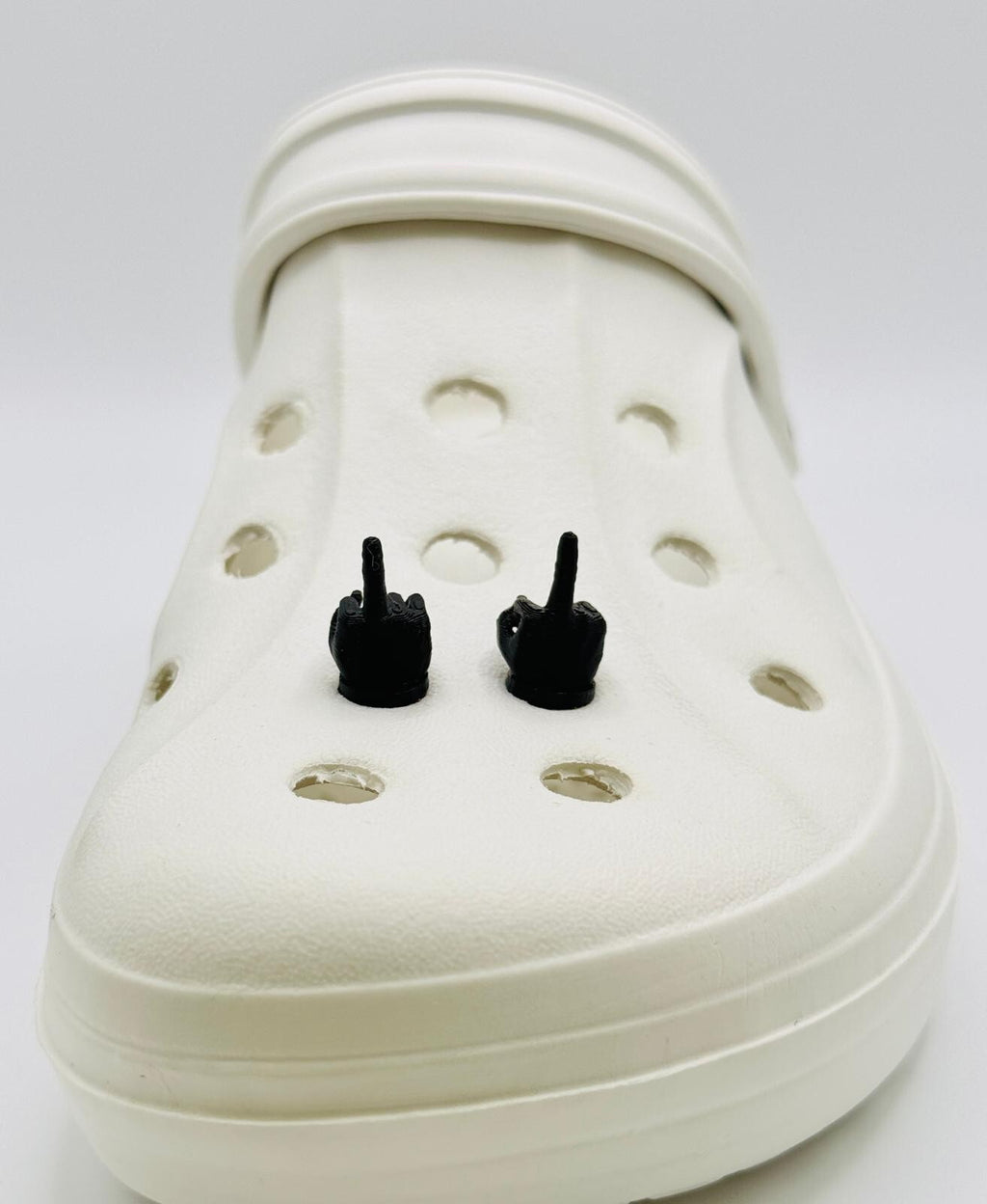 Middle Finger shoe charms, set of 2, for Crocs-style clogs