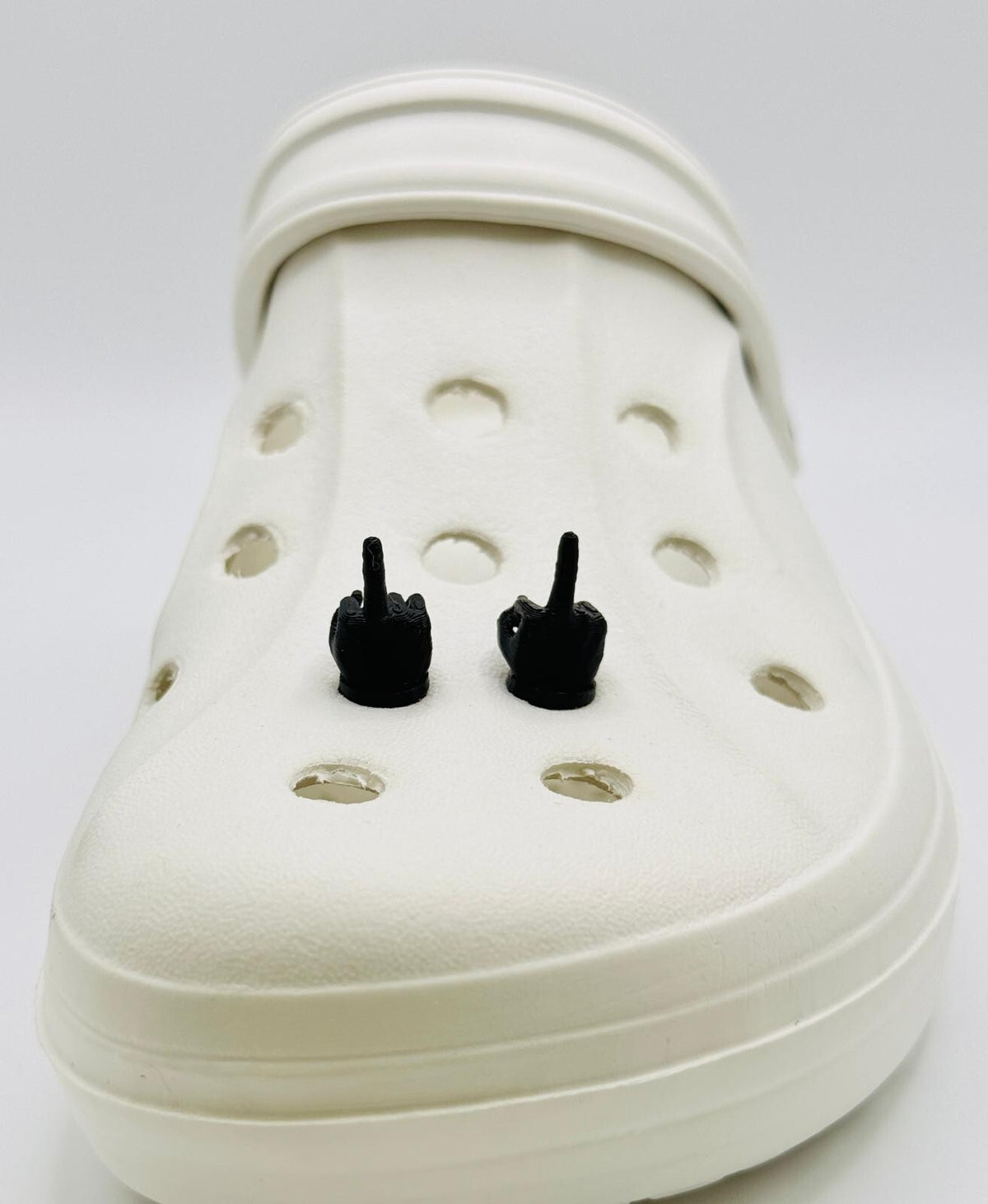 Middle Finger shoe charms, set of 2, for Crocs-style clogs