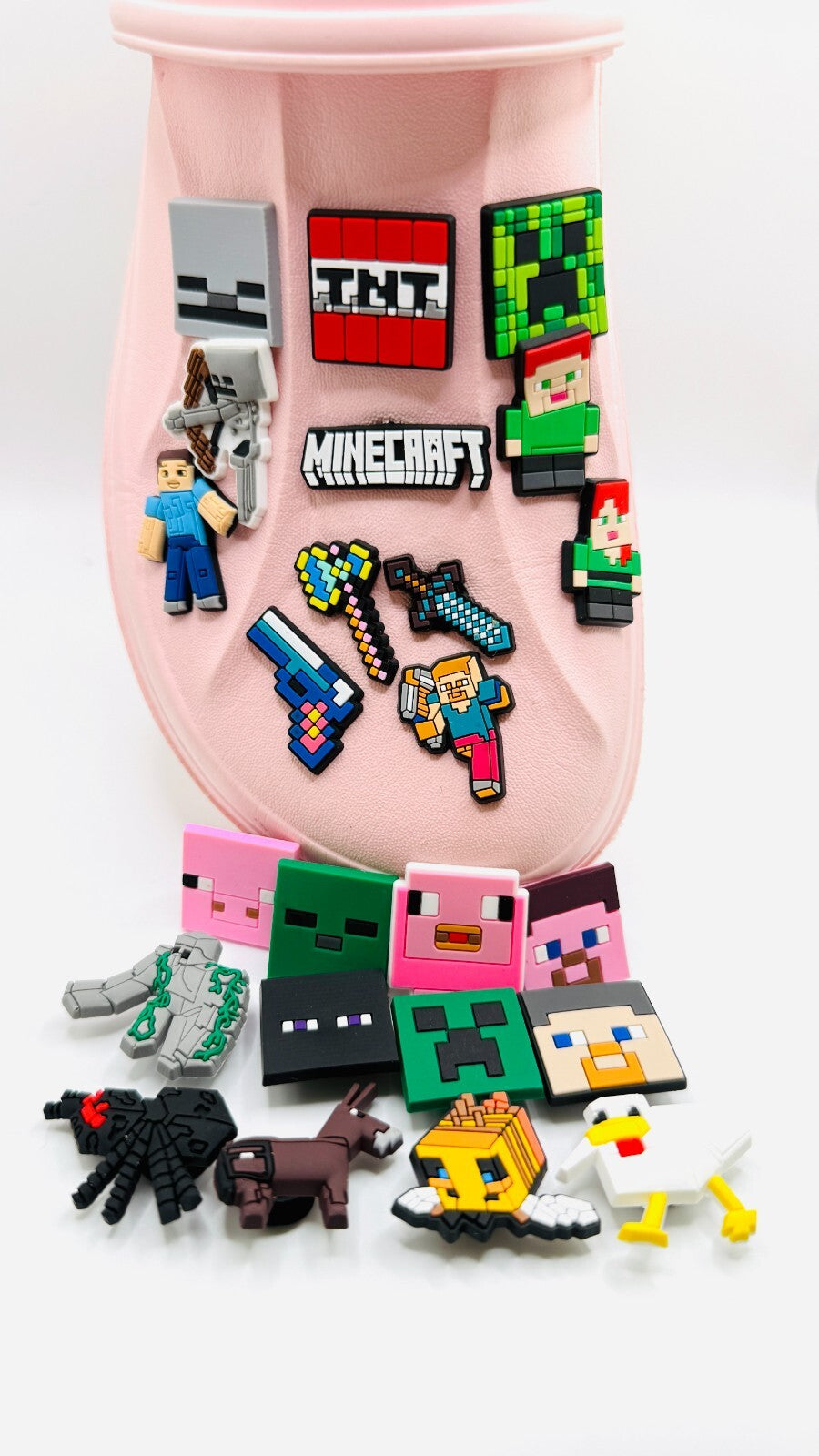 Minecraft shoe charms, set of 24, for Crocs-style clogs