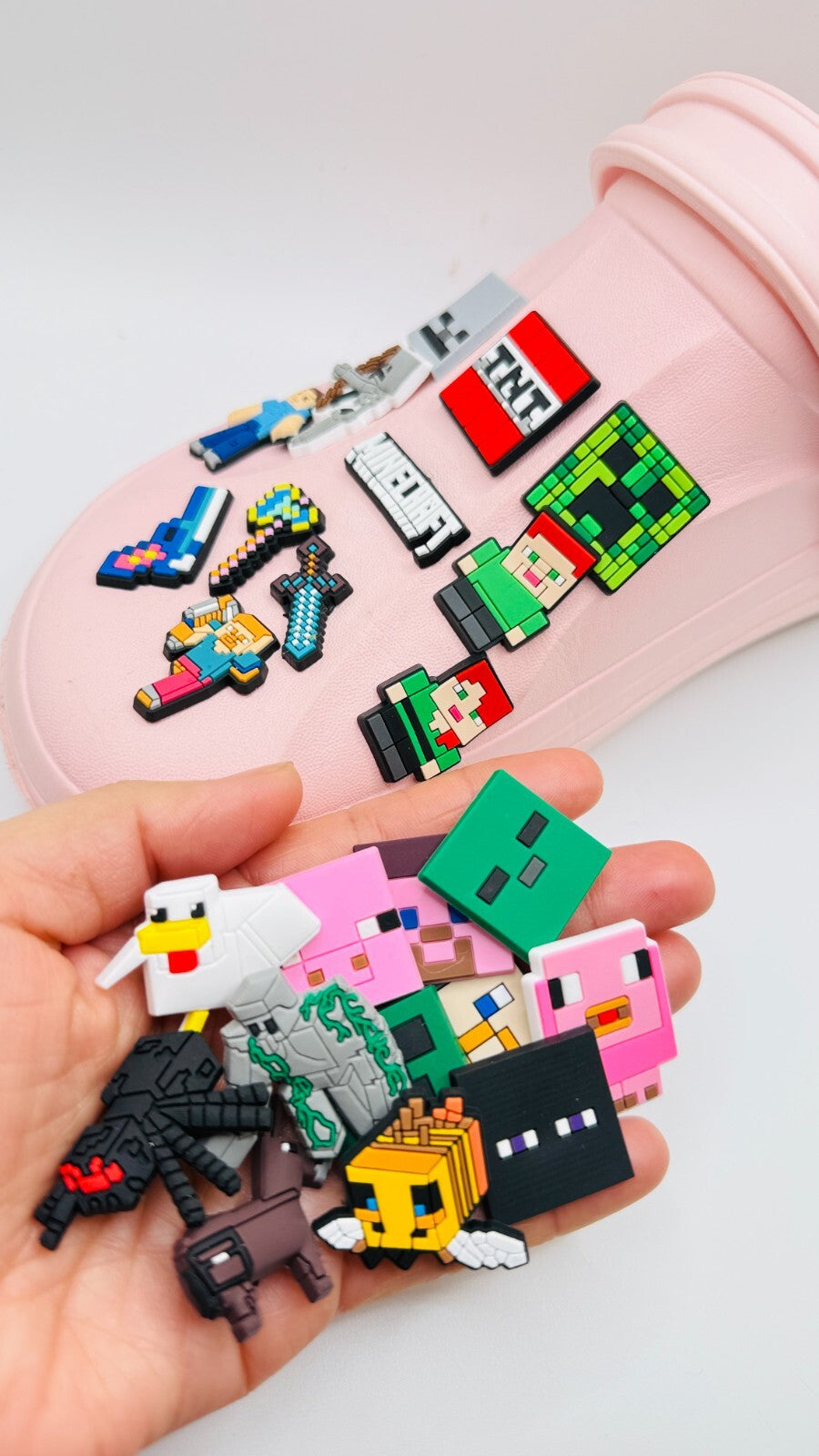 Minecraft shoe charms, set of 24, for Crocs-style clogs