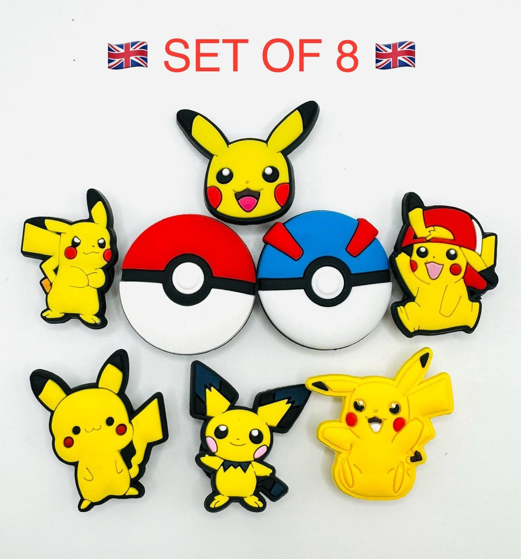 Pokémon pikachu and poké balls shoe charms, set of 8 – photo 1