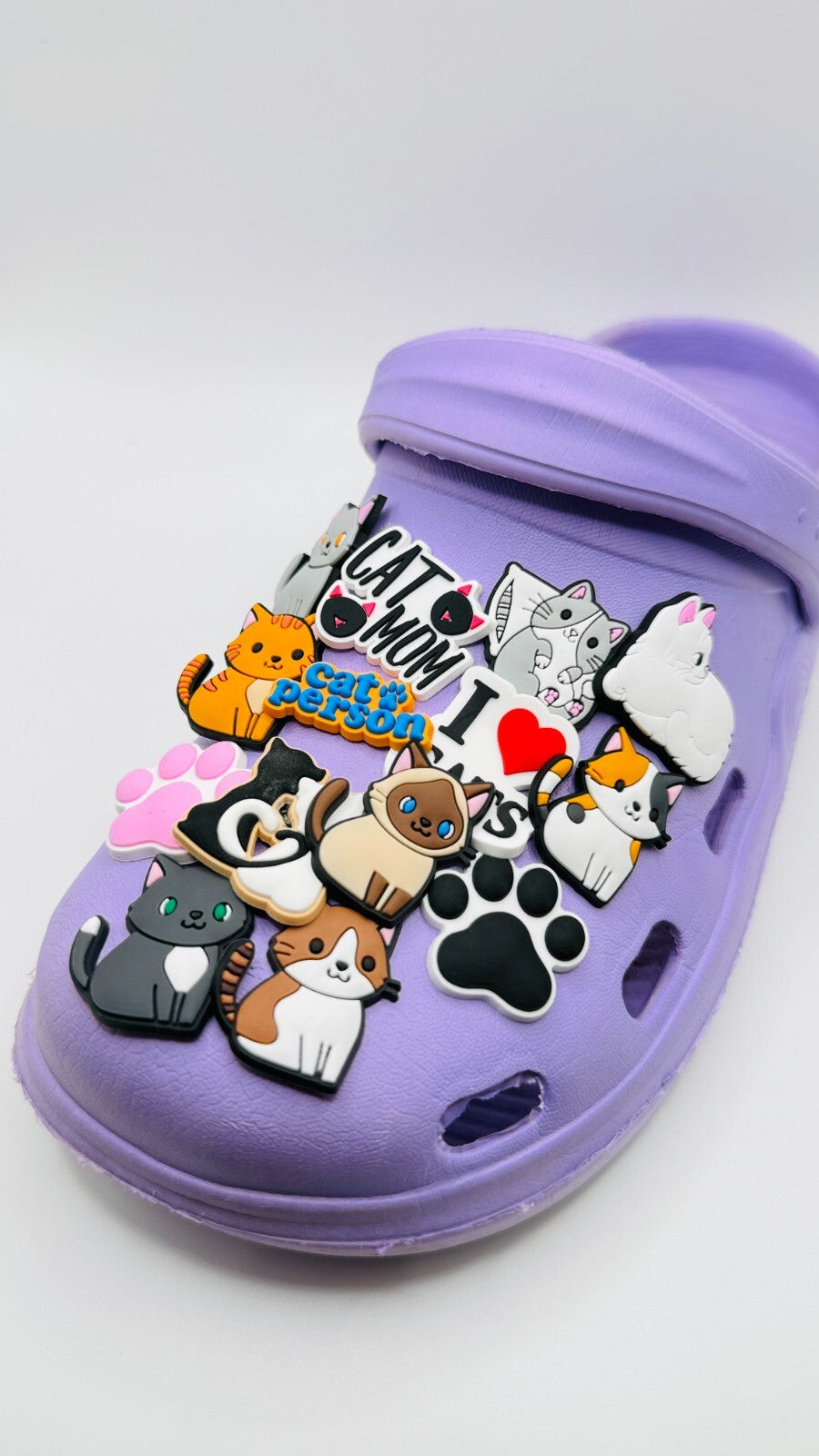 Cats shoe charms, set of 14, for Crocs-style clogs