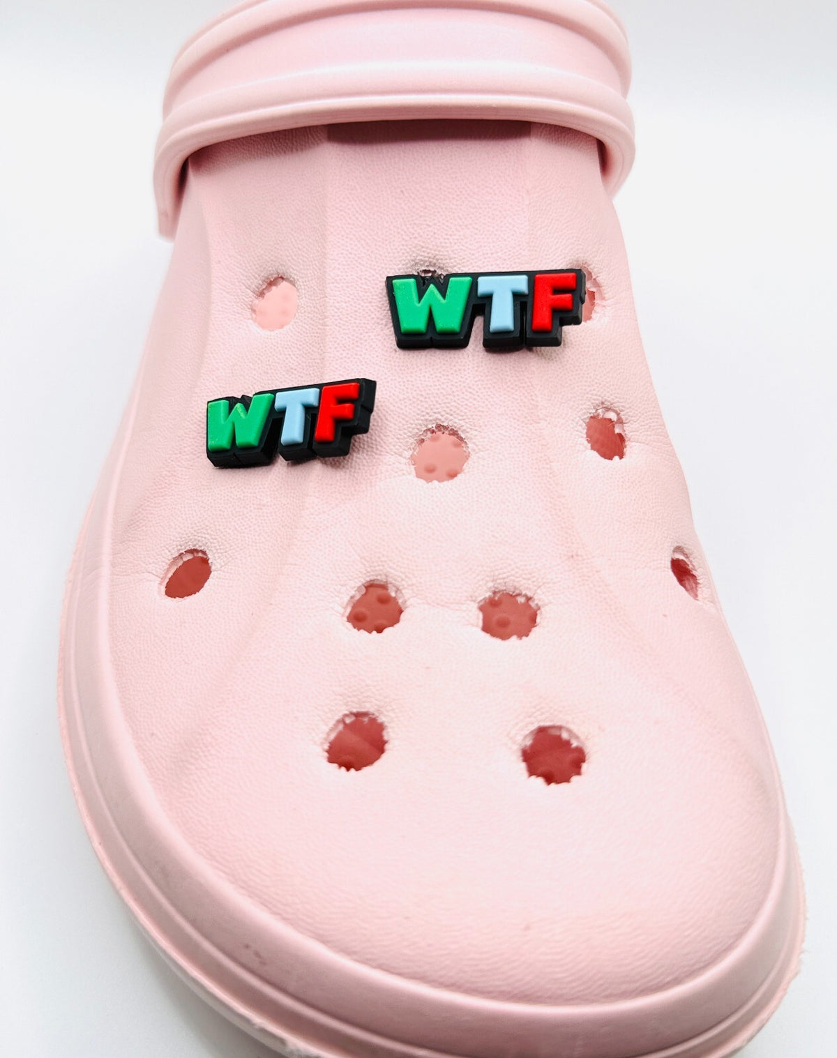WTF shoe charms, set of 2, for Crocs-style clogs