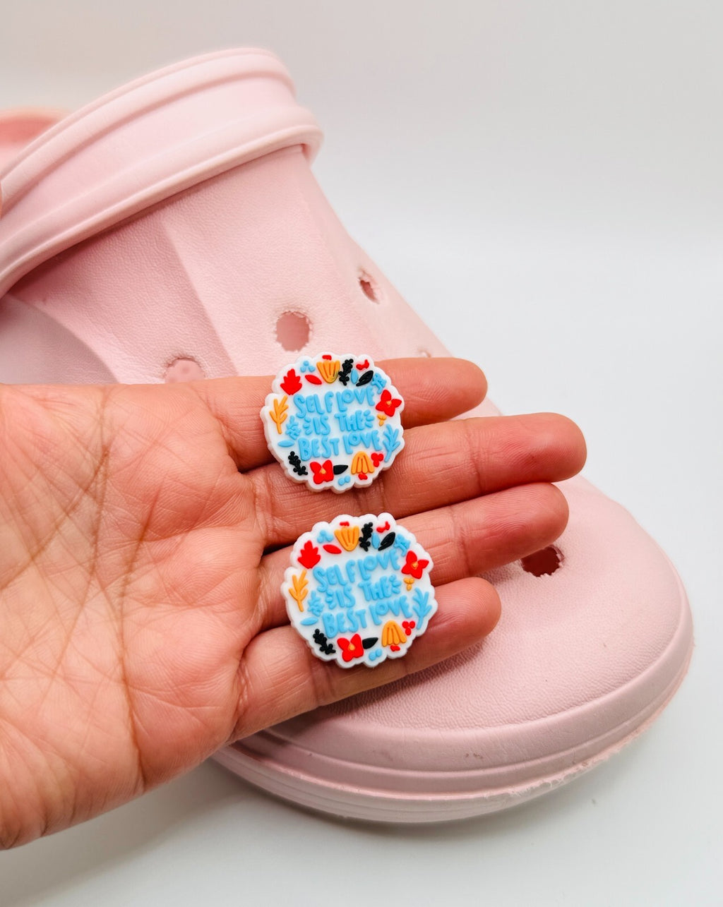 Self Love is Best shoe charms, set of 2, for Crocs-style clogs
