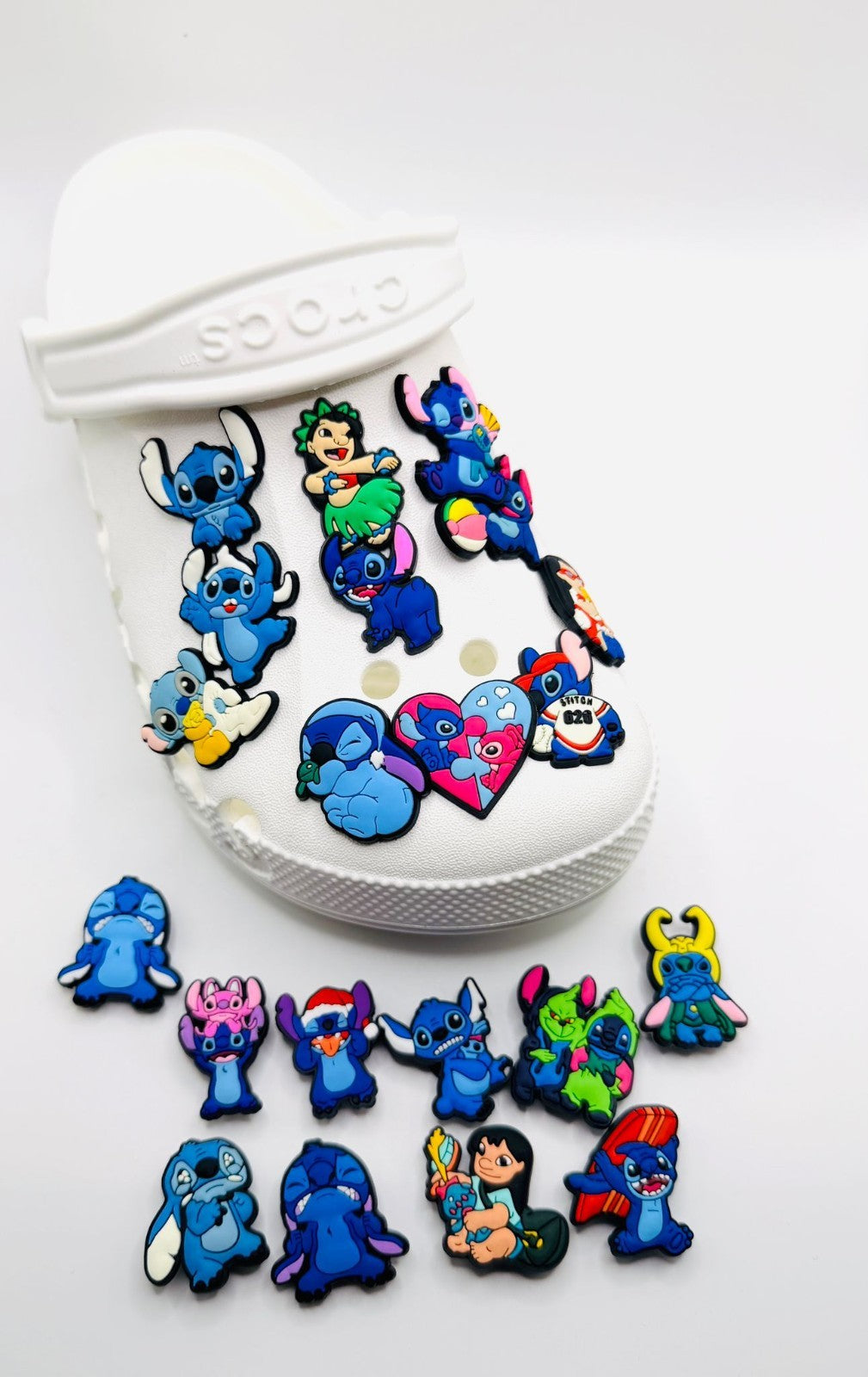 Cartoon Stitch SET OF 21 Set A shoe charms for Crocs-style clogs